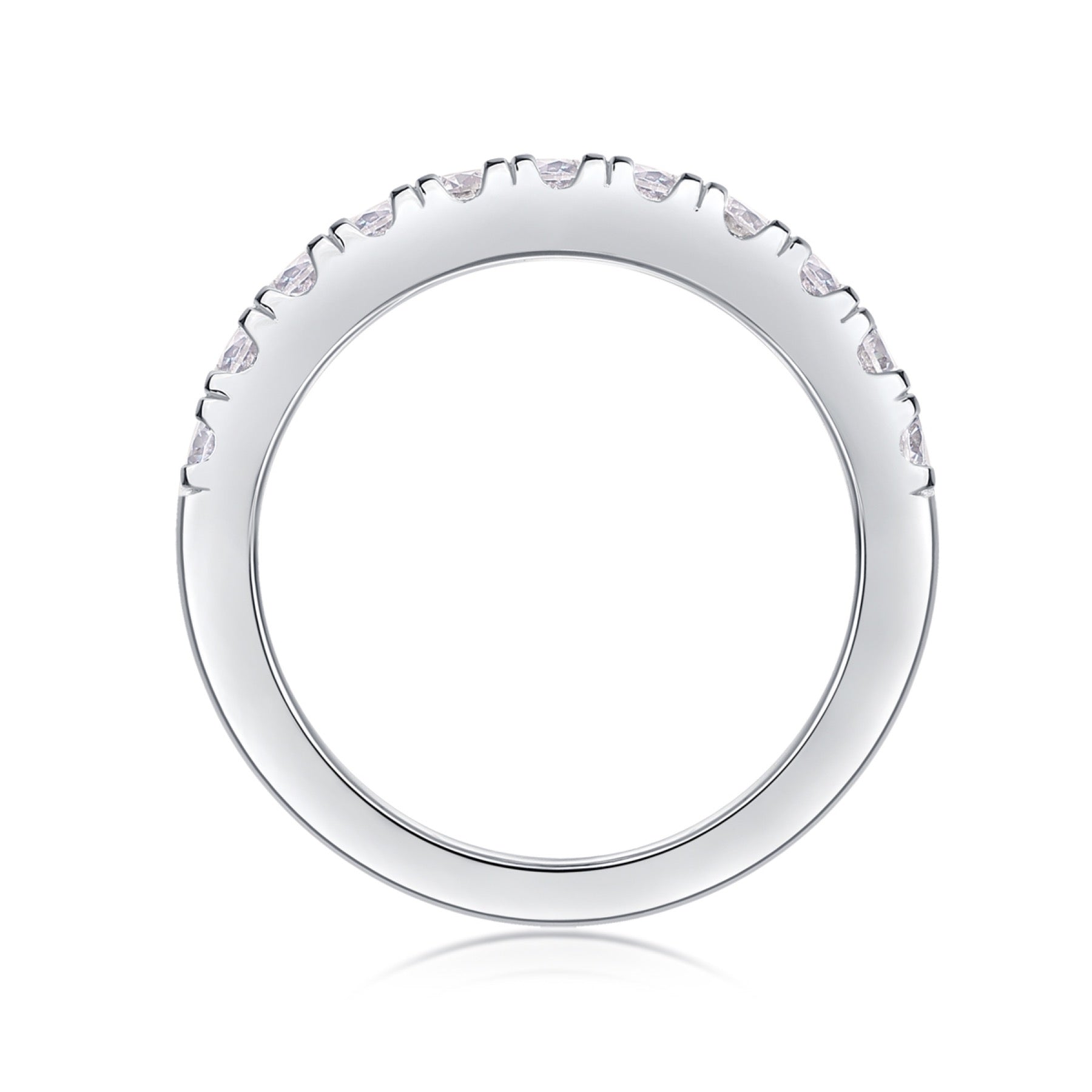 Wayfarer Moissanite Eternity Band Ring in Sterling Silver