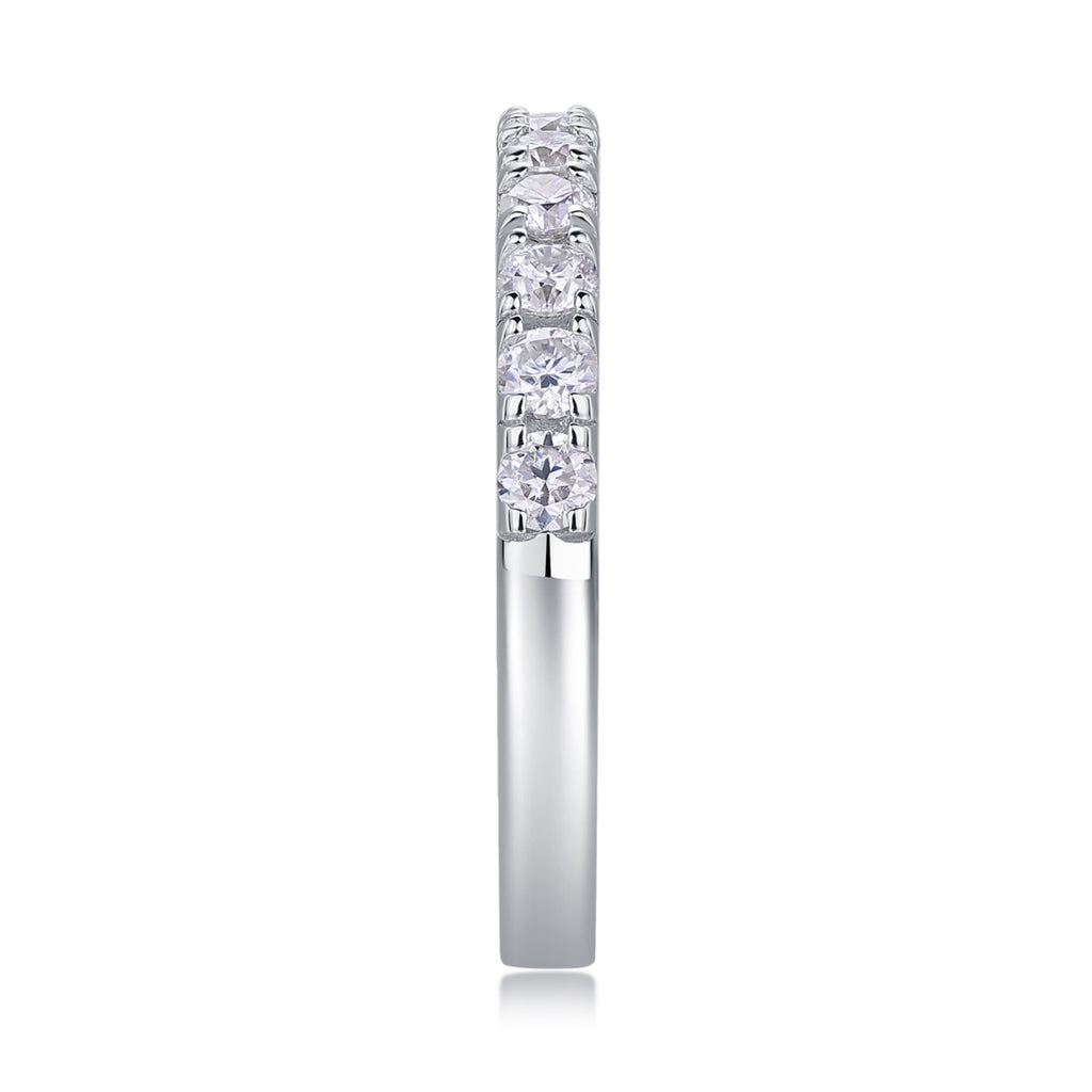 Wayfarer Moissanite Eternity Band Ring in Sterling Silver