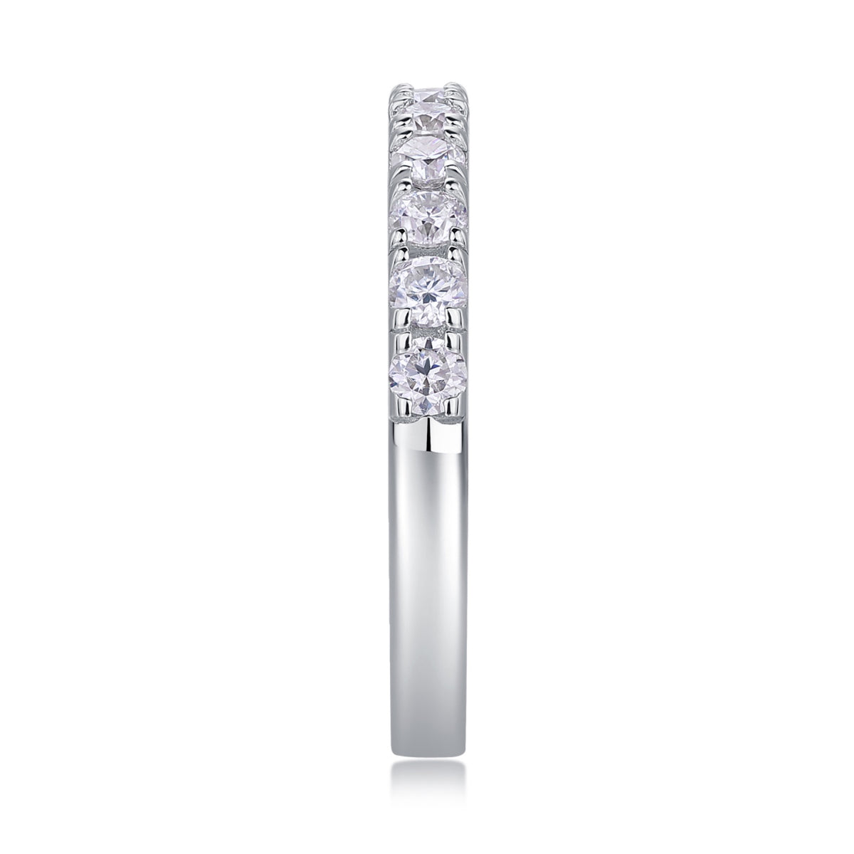 Wayfarer Moissanite Half Eternity Band Ring in Sterling Silver