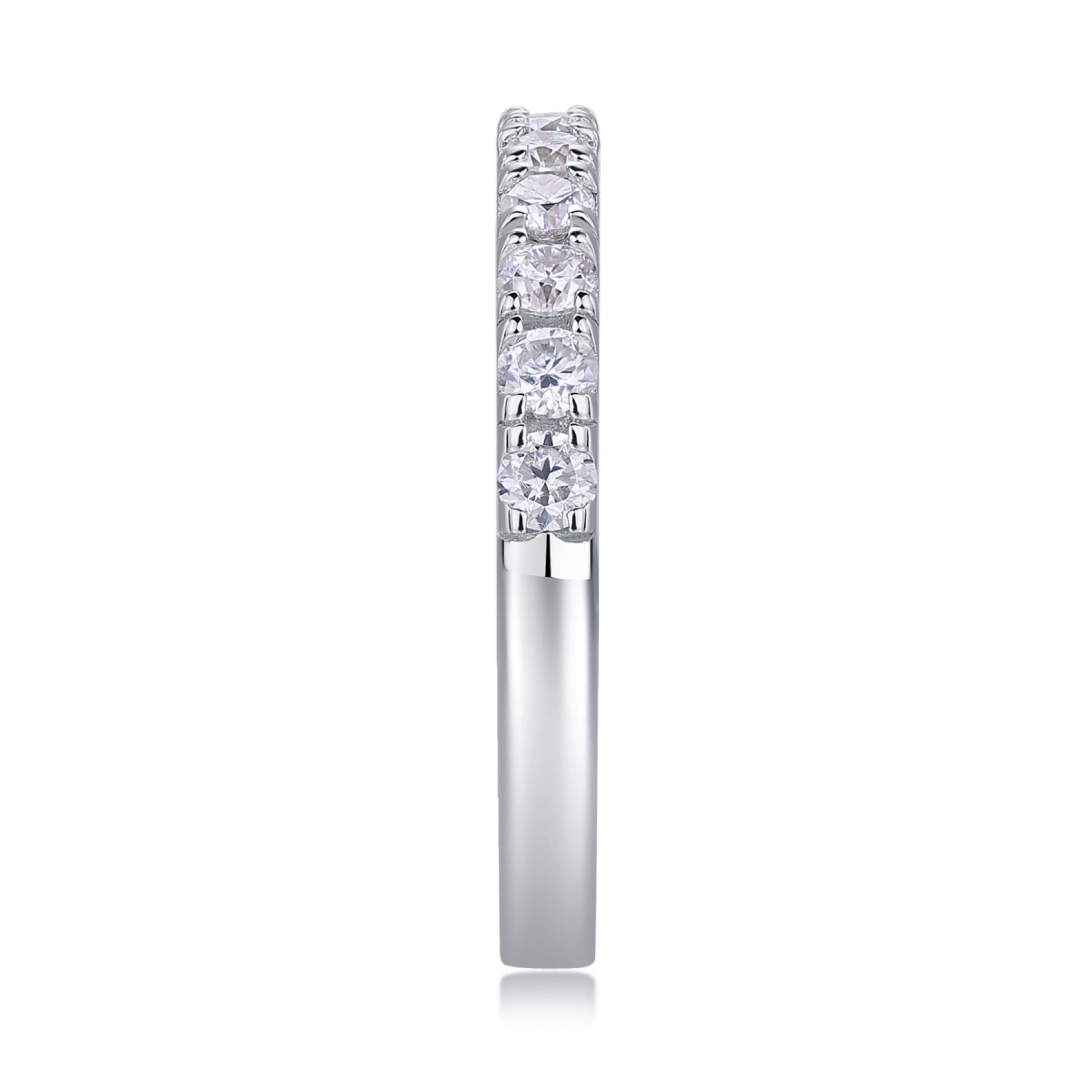 Wayfarer Moissanite Eternity Band Ring in Sterling Silver