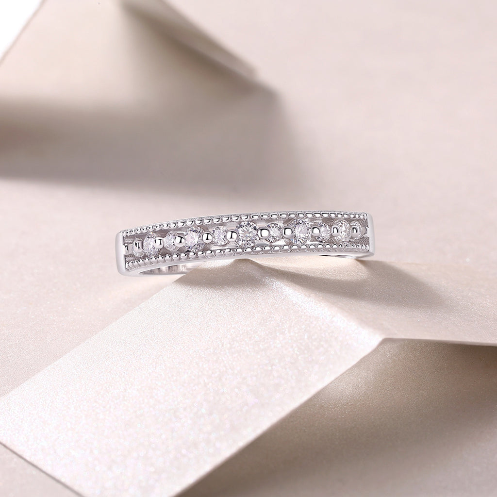 Resonance Moissanite Band Ring in Sterling Silver