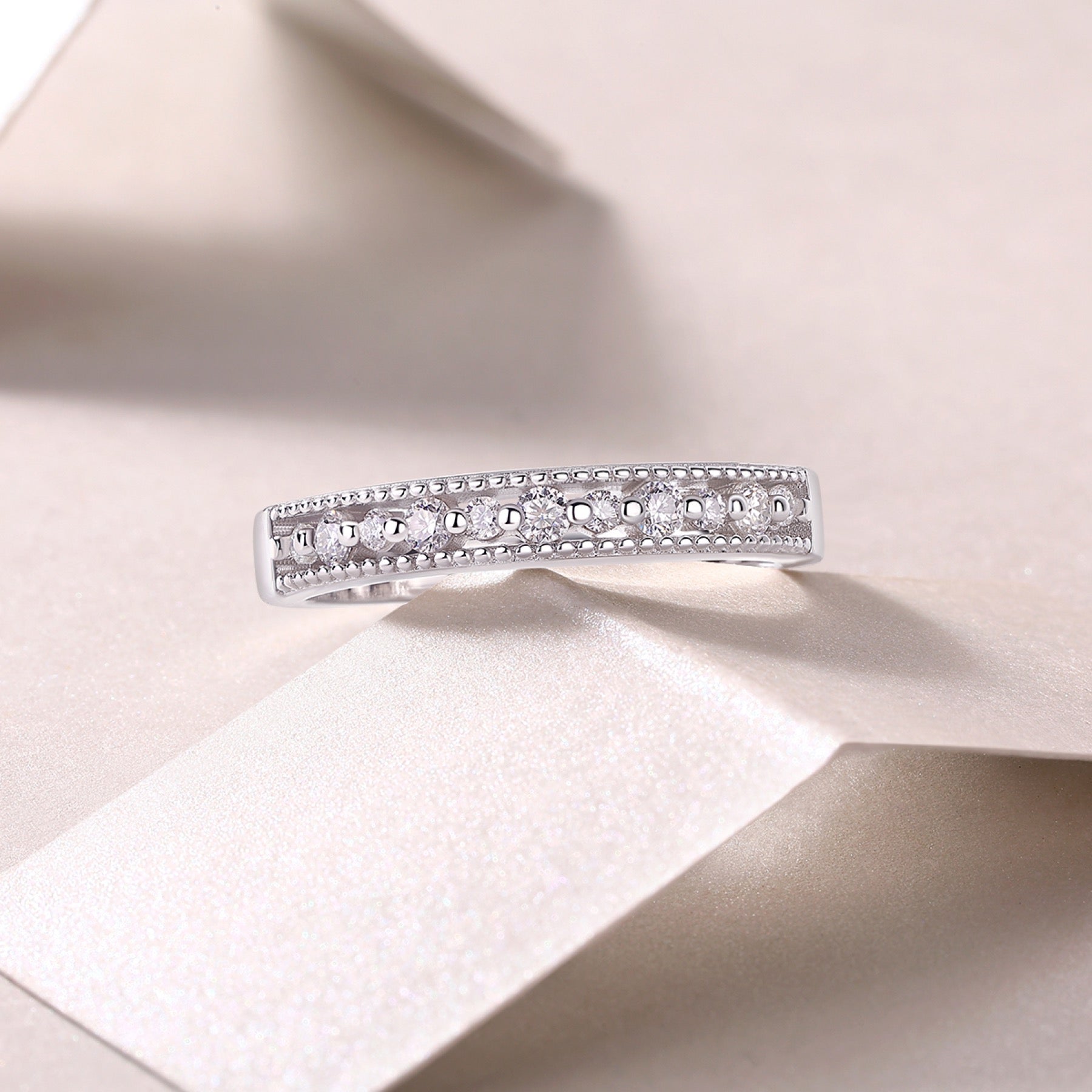 Resonance Moissanite Band Ring in Sterling Silver