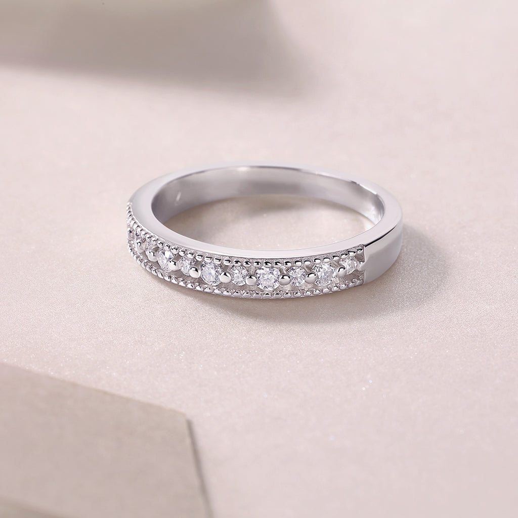 Resonance Moissanite Band Ring in Sterling Silver