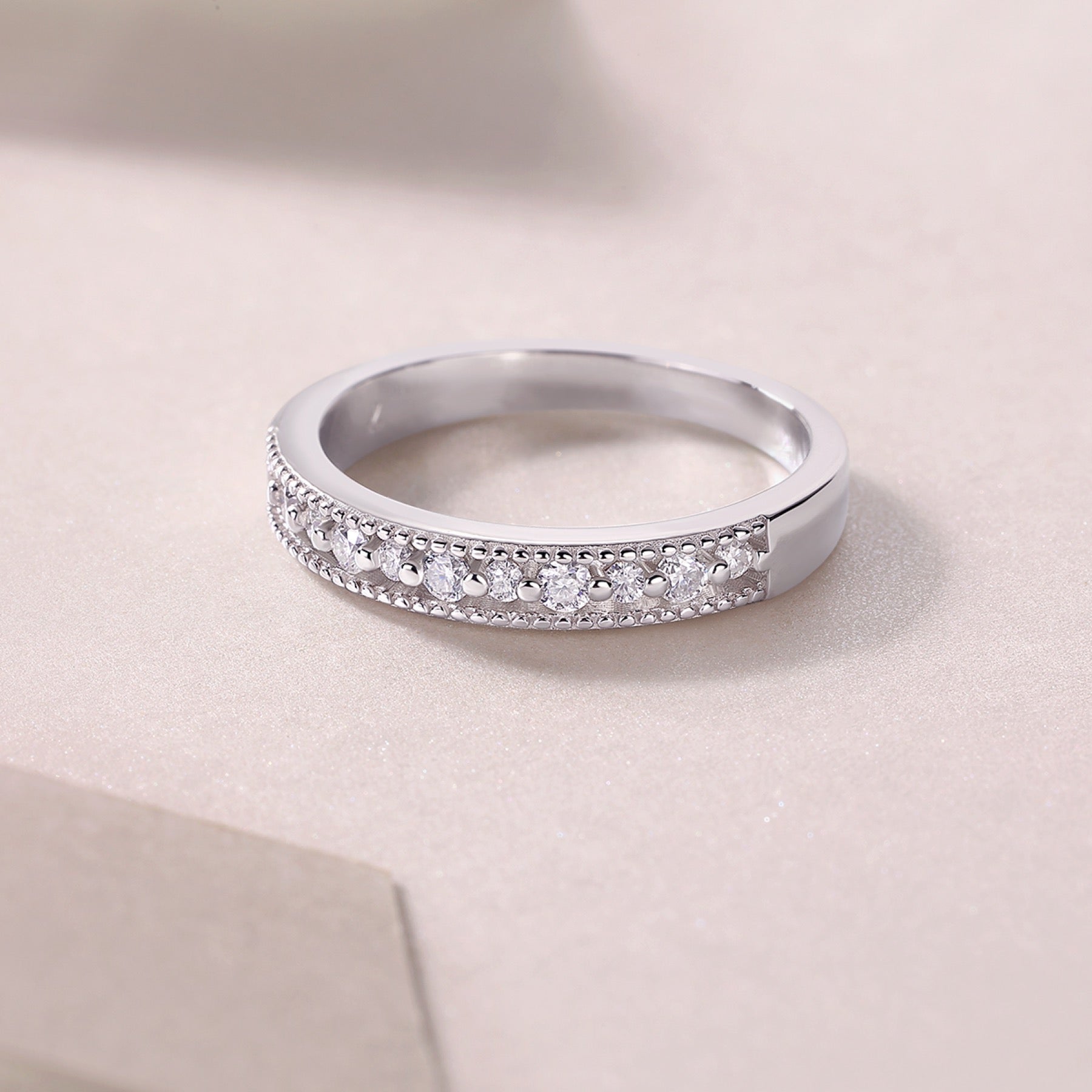 Resonance Moissanite Band Ring in Sterling Silver