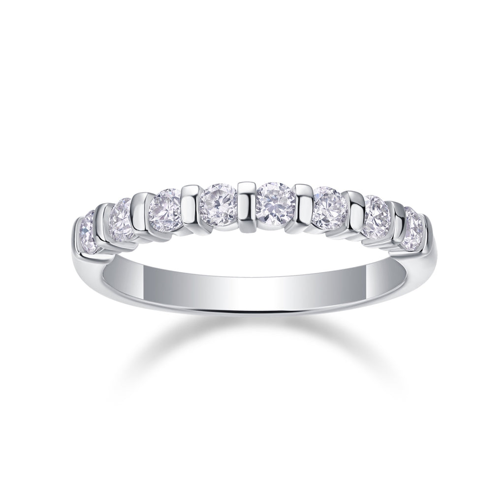 Quinta Moissanite Five-Stone Ring in Sterling Silver
