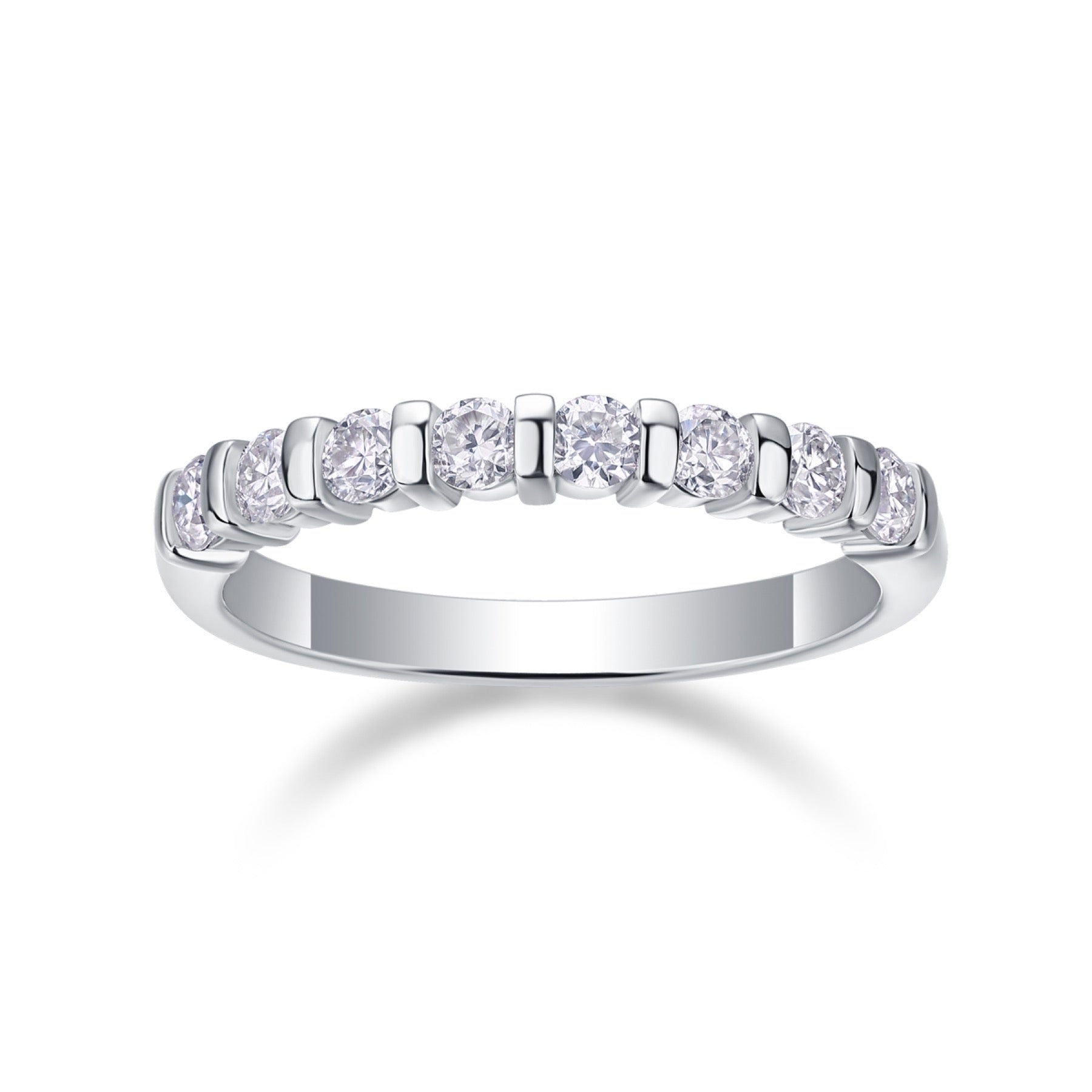 Quinta Moissanite Five-Stone Ring in Sterling Silver