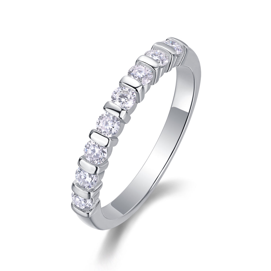 Quinta Moissanite Five-Stone Ring in Sterling Silver