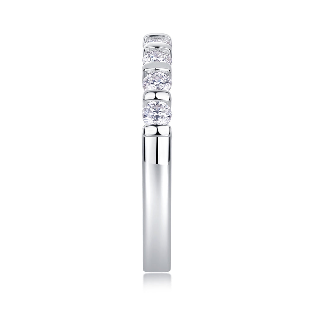 Quinta Moissanite Five-Stone Ring in Sterling Silver