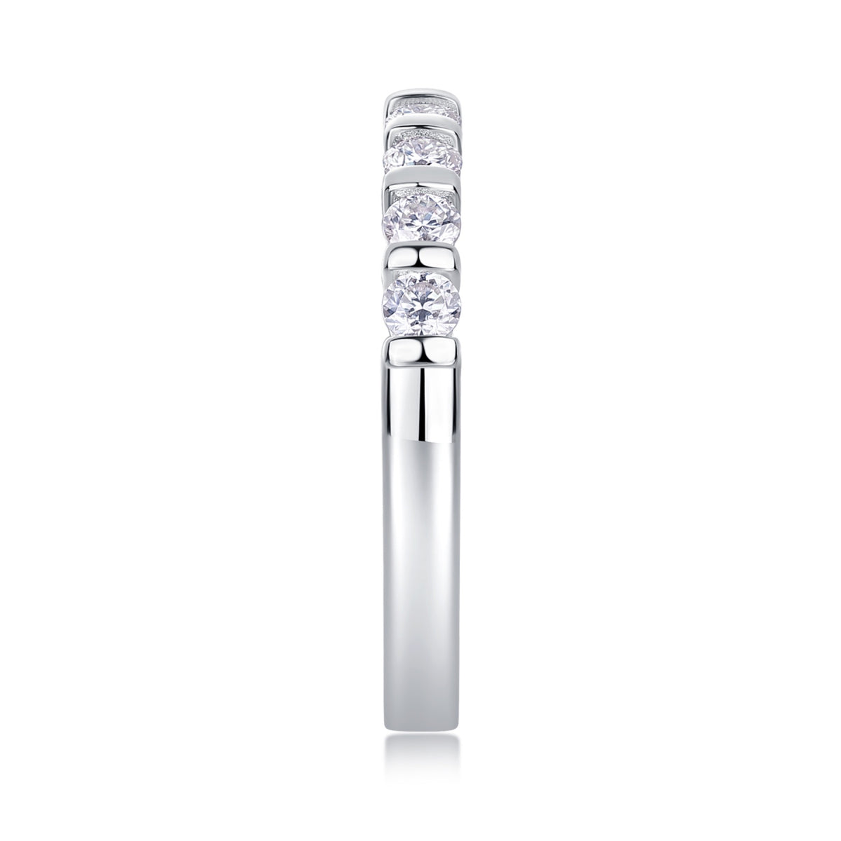 Quinta Moissanite Half Eternity Band Ring in Sterling Silver