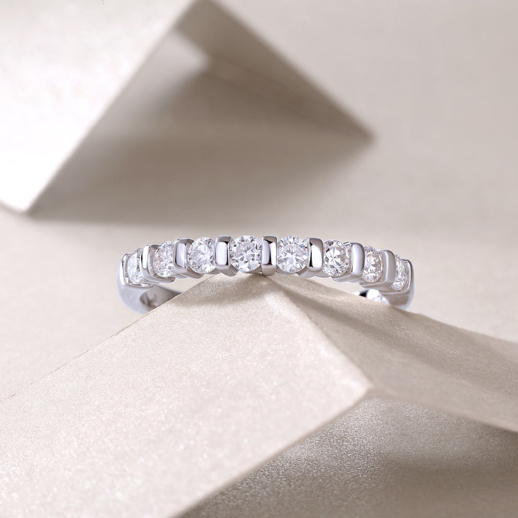 Quinta Moissanite Five-Stone Ring in Sterling Silver