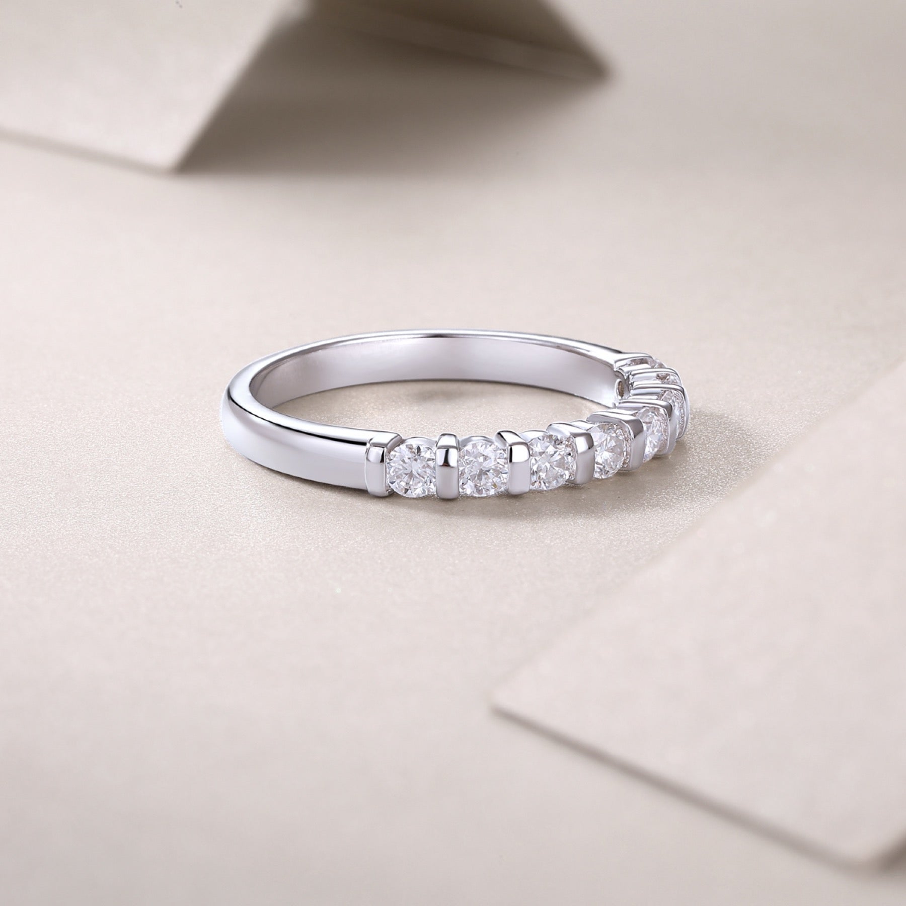 Quinta Moissanite Five-Stone Ring in Sterling Silver