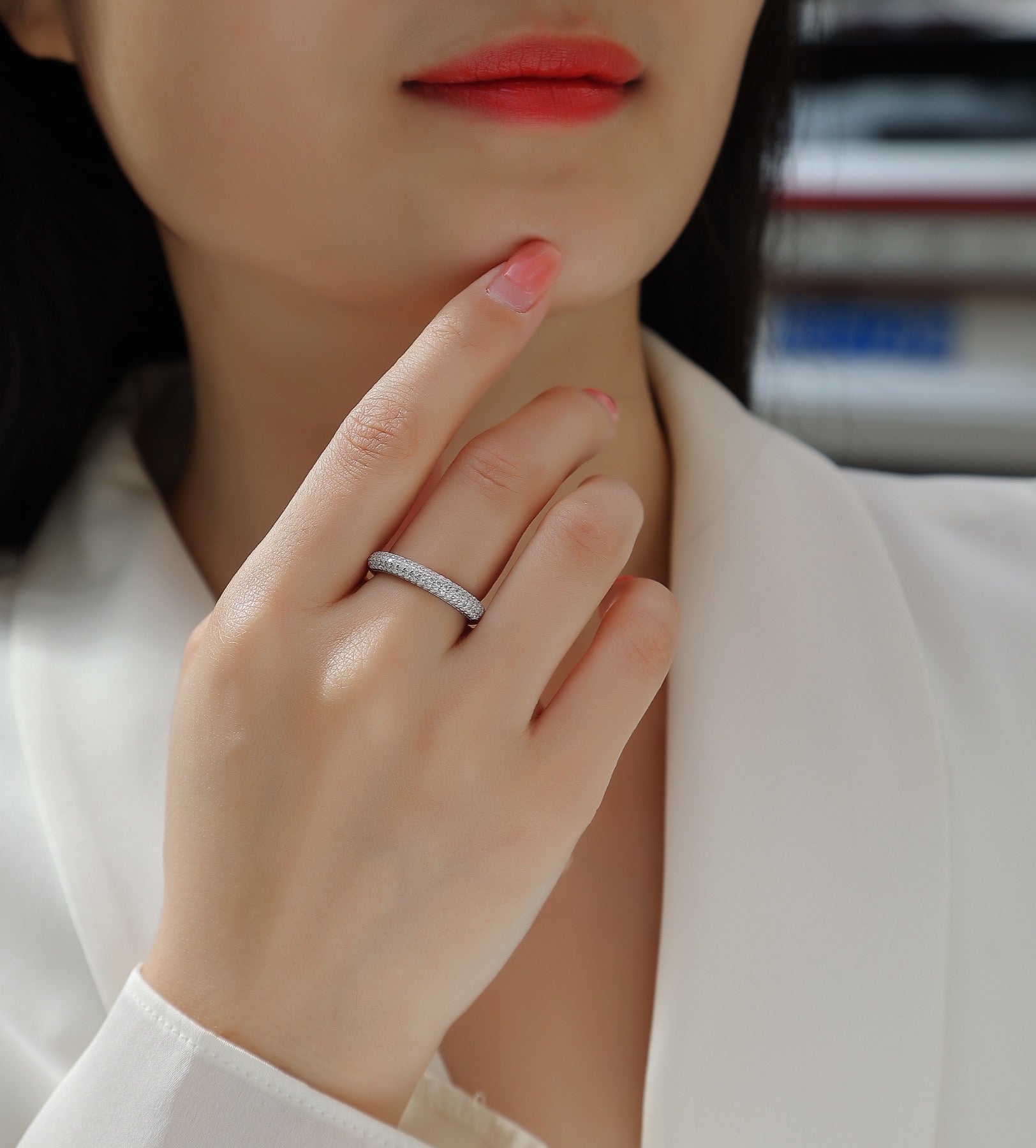 Lightyear Moissanite Band Ring in Sterling Silver