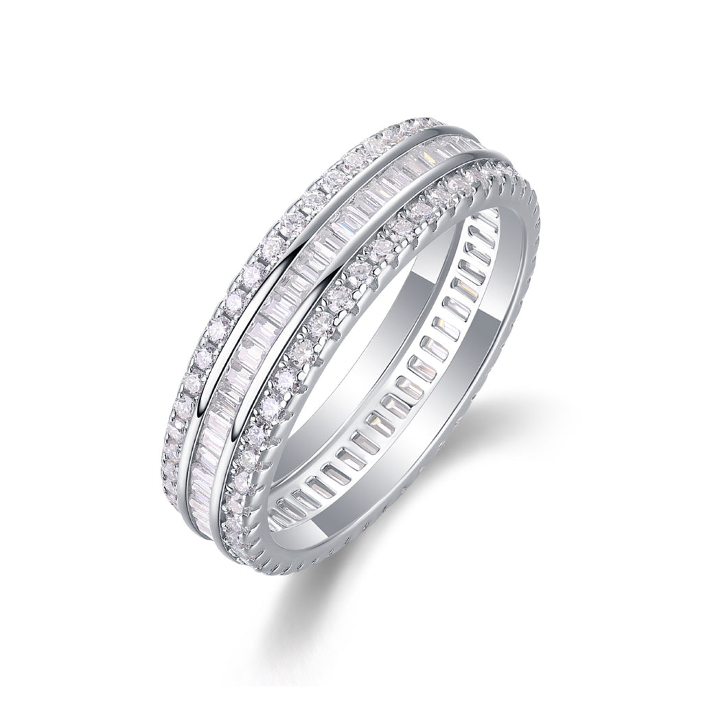 Parallel Moissanite Band Ring in Sterling Silver