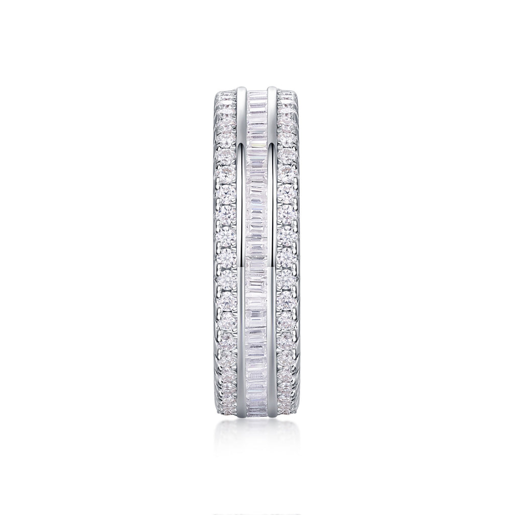 Parallel Moissanite Band Ring in Sterling Silver
