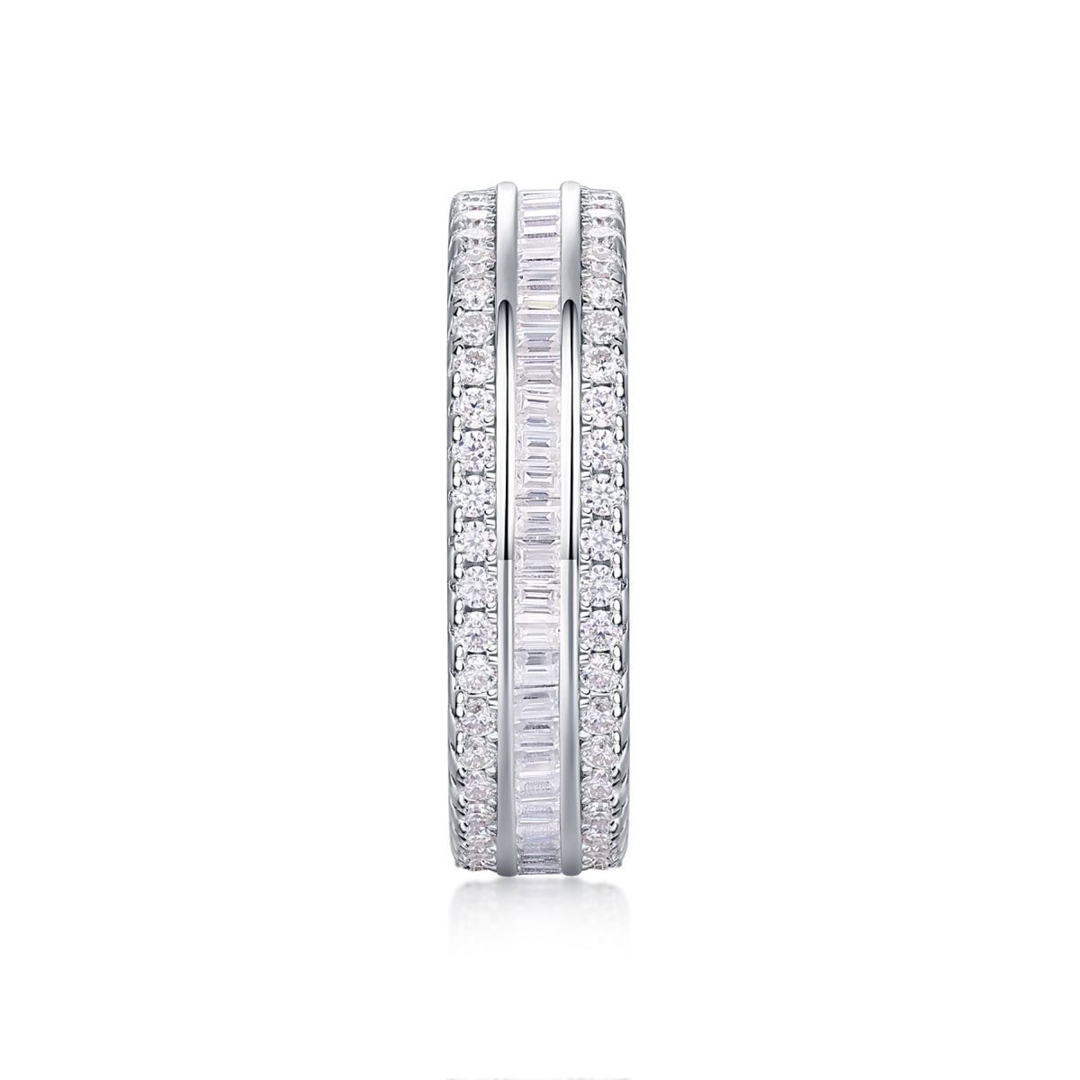 Parallel Moissanite Band Ring in Sterling Silver