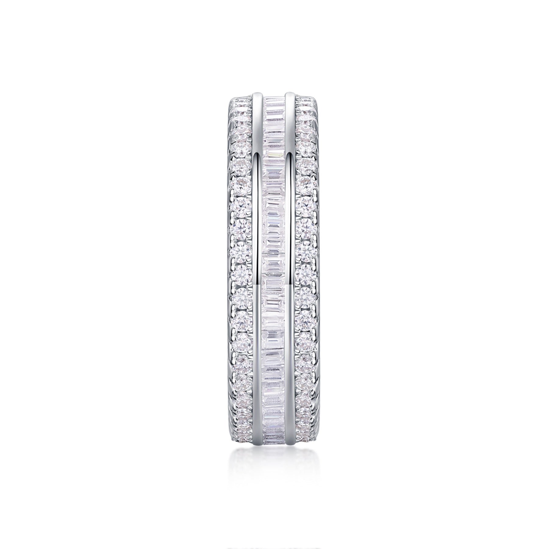 Parallel Moissanite Band Ring in Sterling Silver