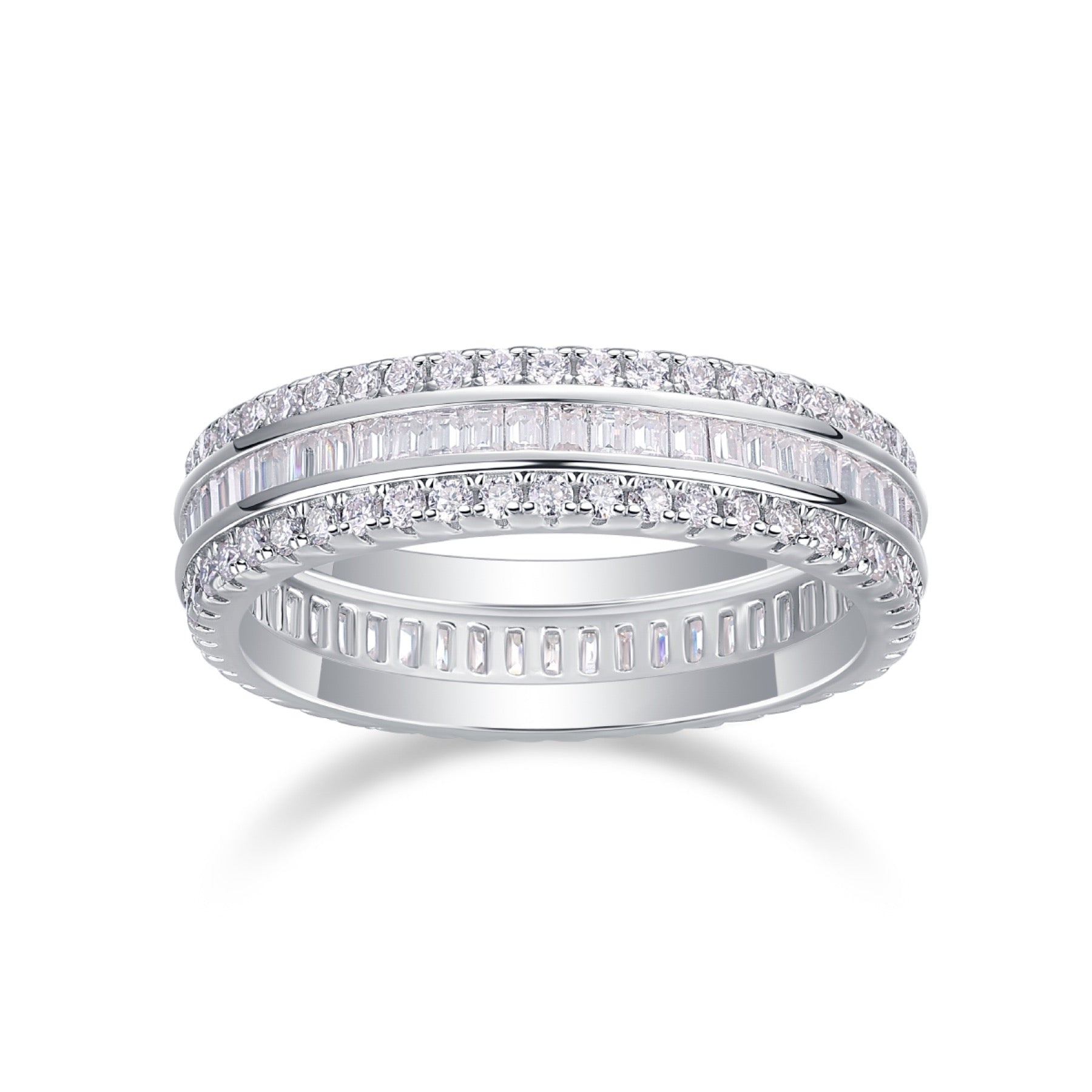 Parallel Moissanite Band Ring in Sterling Silver
