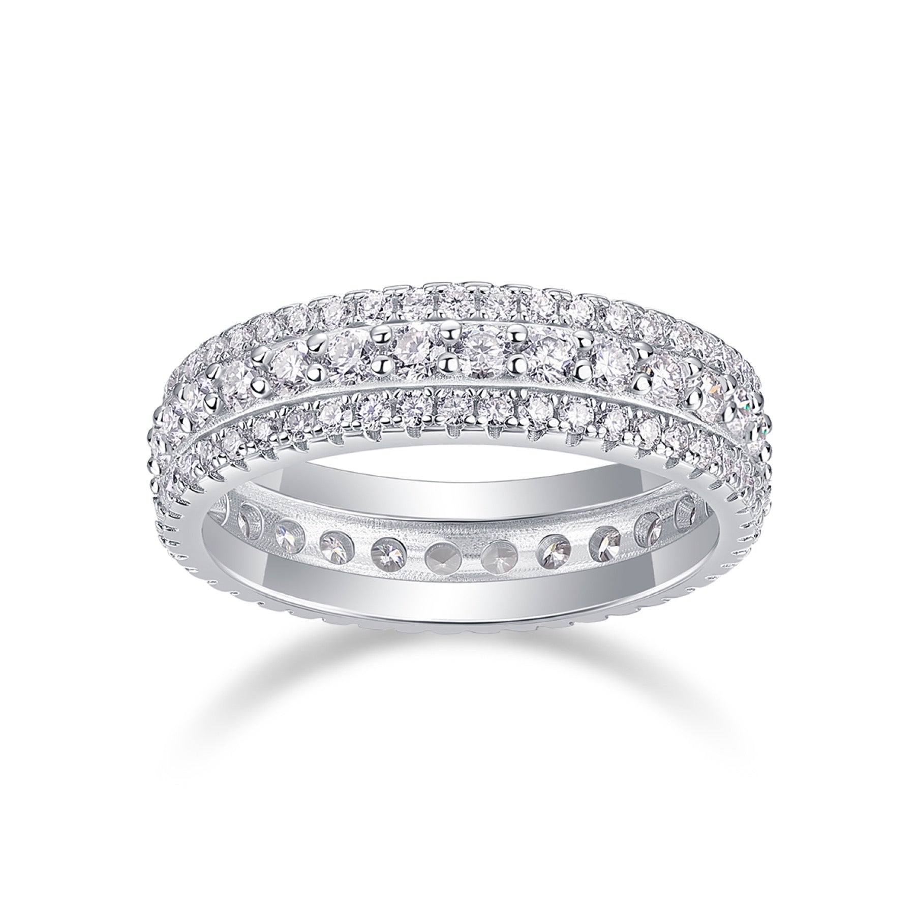 Coldmoon Moissanite Eternity Band Ring in Sterling Silver