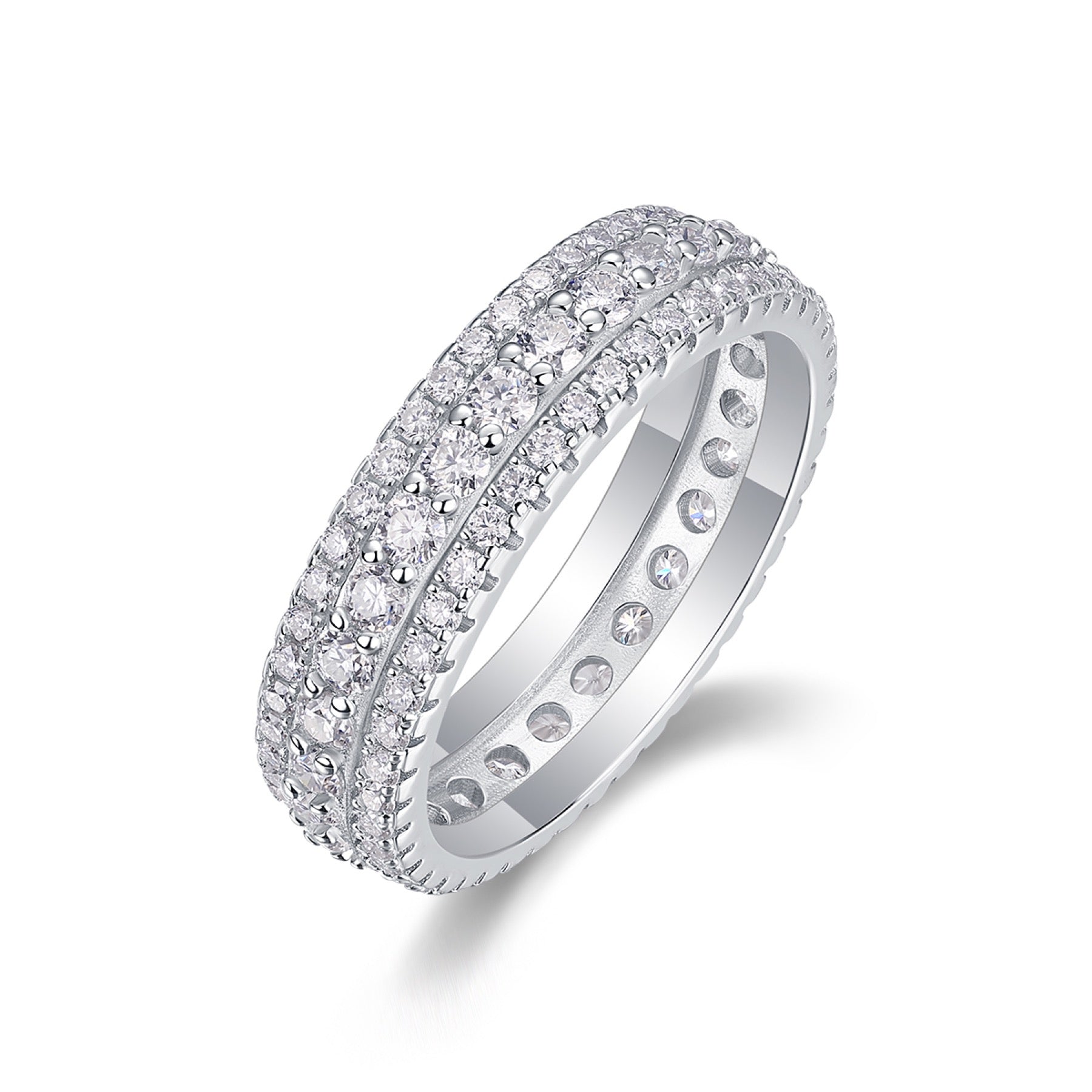 Coldmoon Moissanite Eternity Band Ring in Sterling Silver