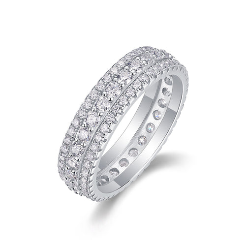 Coldmoon Moissanite Eternity Band Ring in Sterling Silver