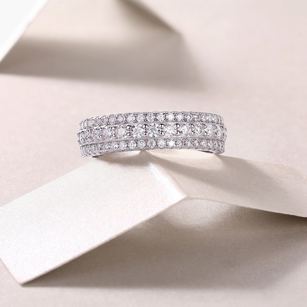 Coldmoon Moissanite Eternity Band Ring in Sterling Silver