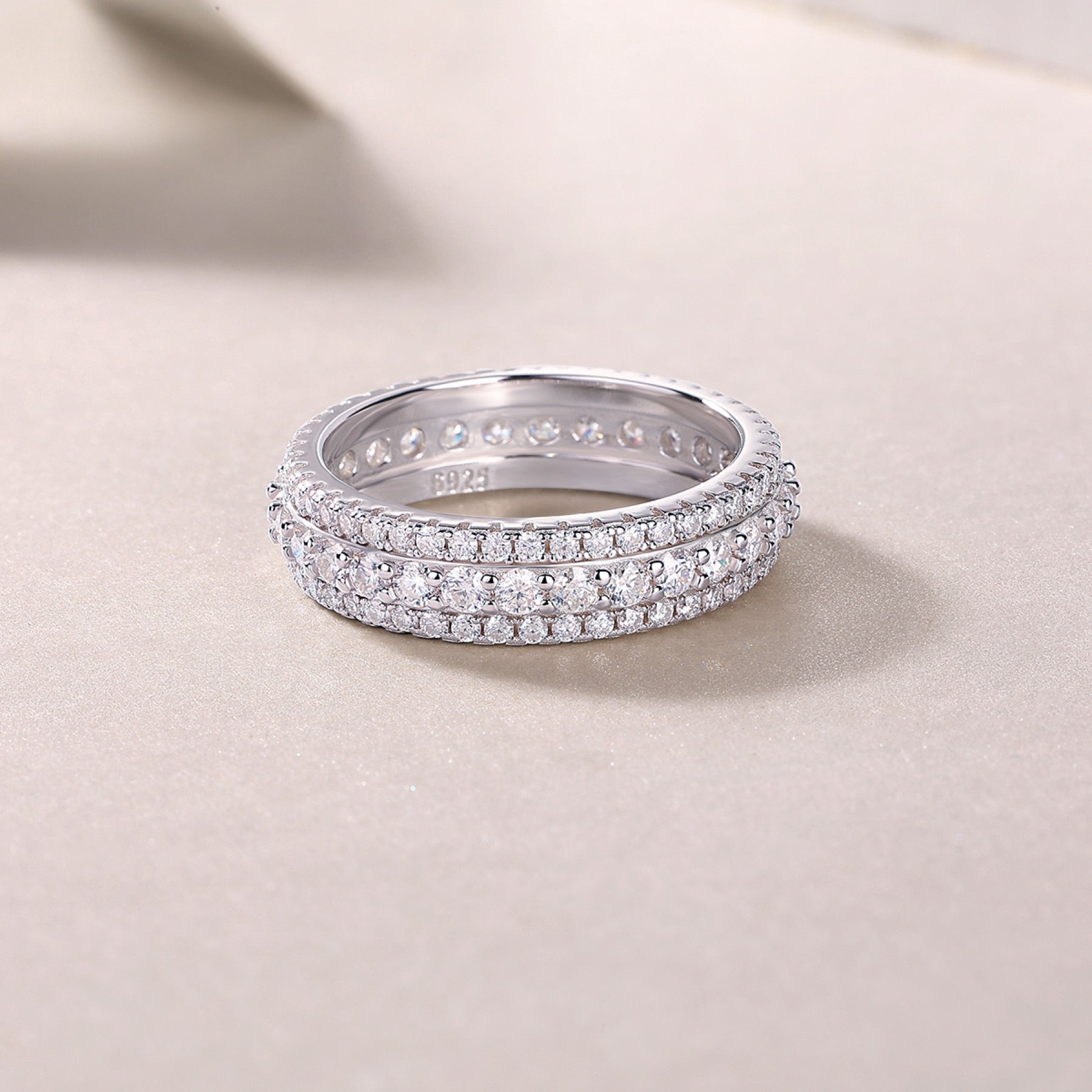 Coldmoon Moissanite Eternity Band Ring in Sterling Silver