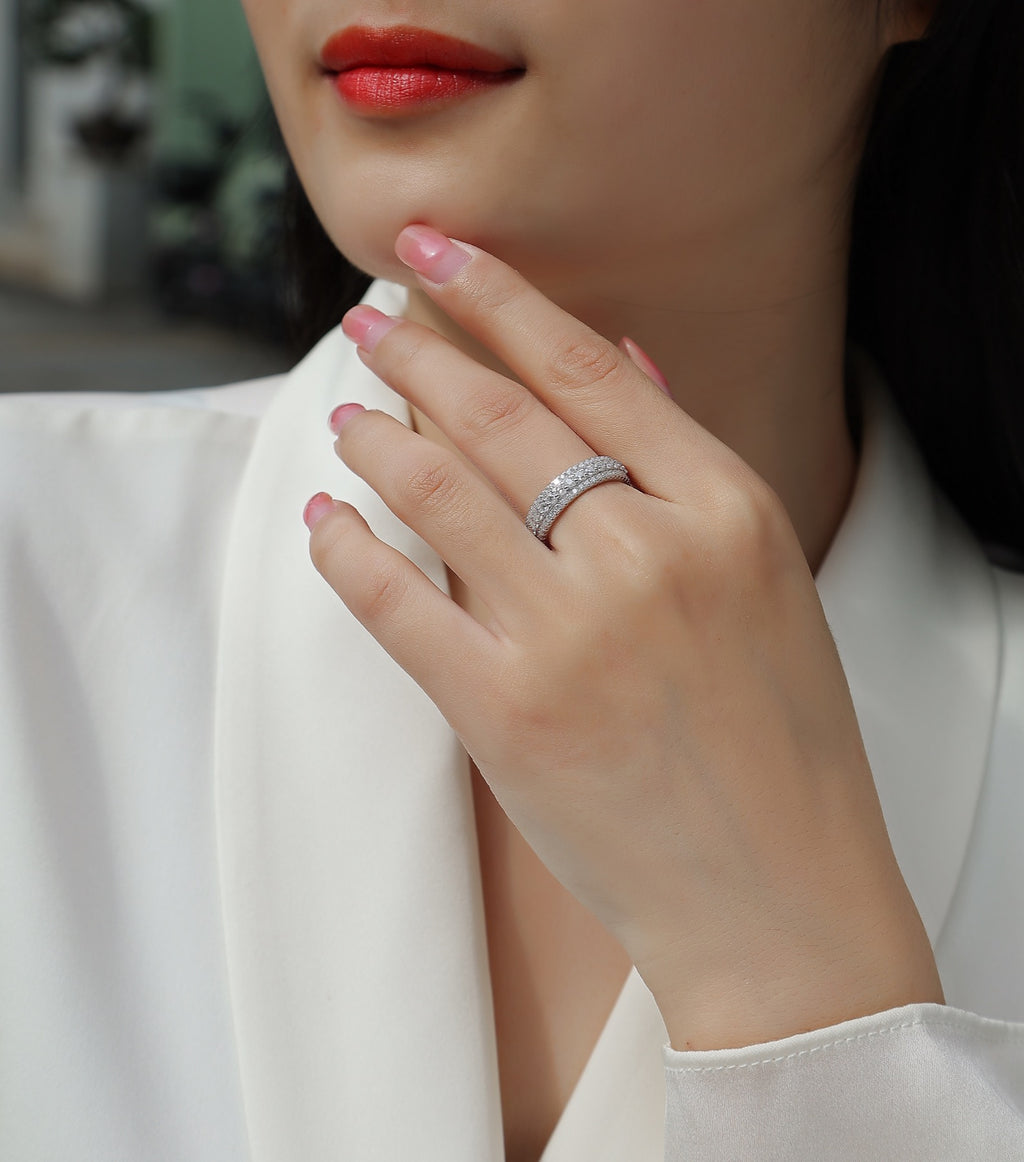 Coldmoon Moissanite Eternity Band Ring in Sterling Silver