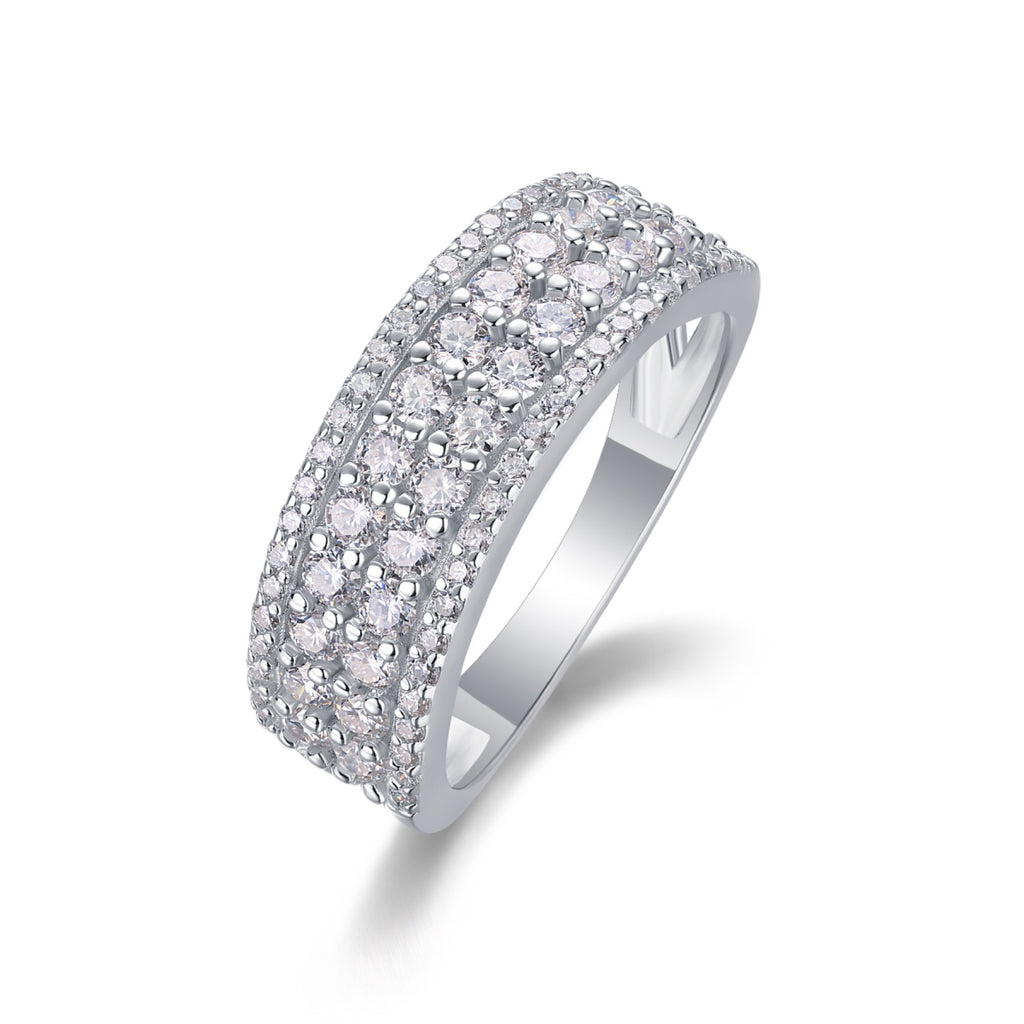 Turnabout Moissanite Band Ring in Sterling Silver