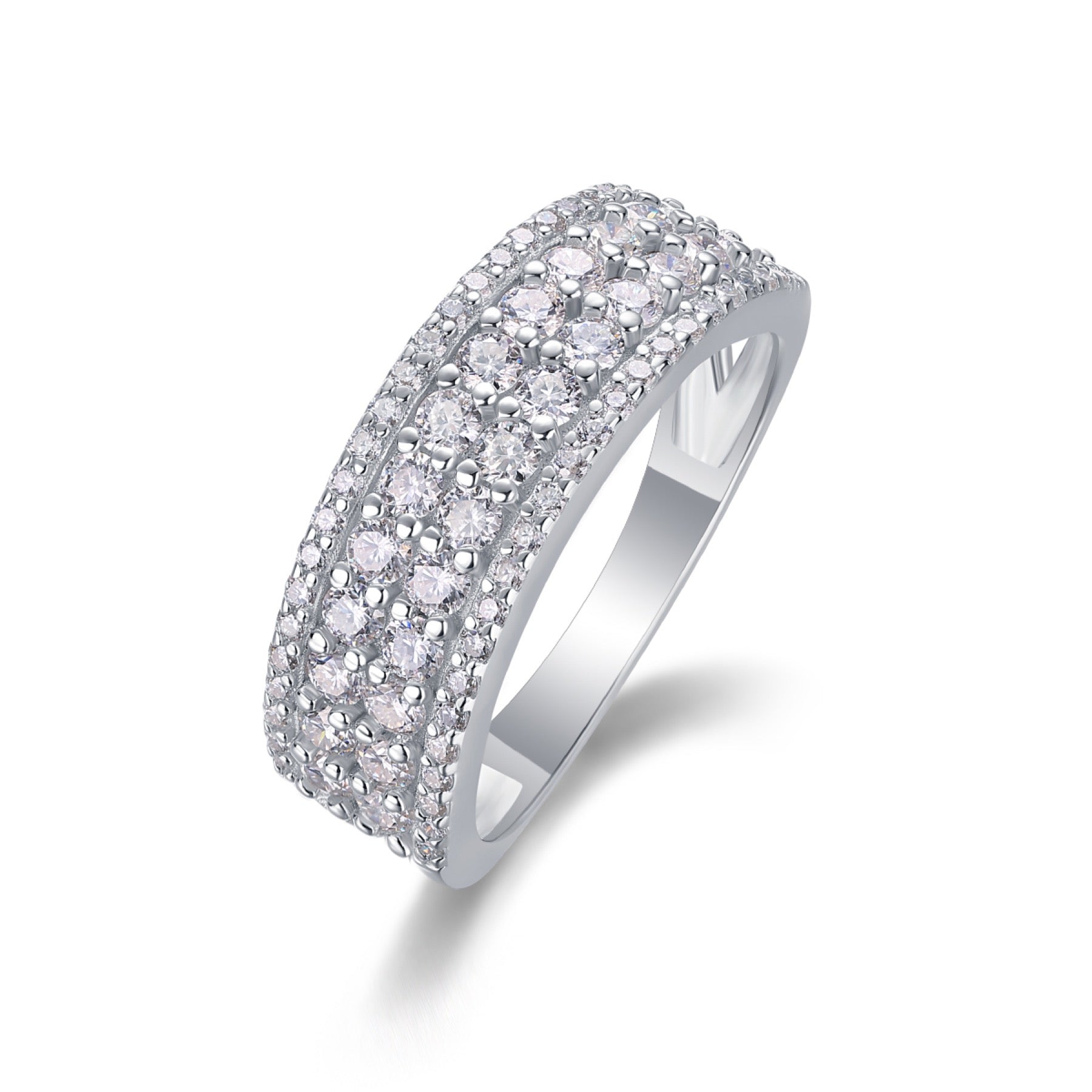 Turnabout Moissanite Band Ring in Sterling Silver