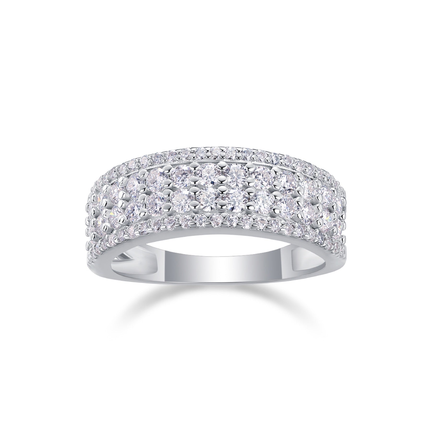 Turnabout Moissanite Band Ring in Sterling Silver