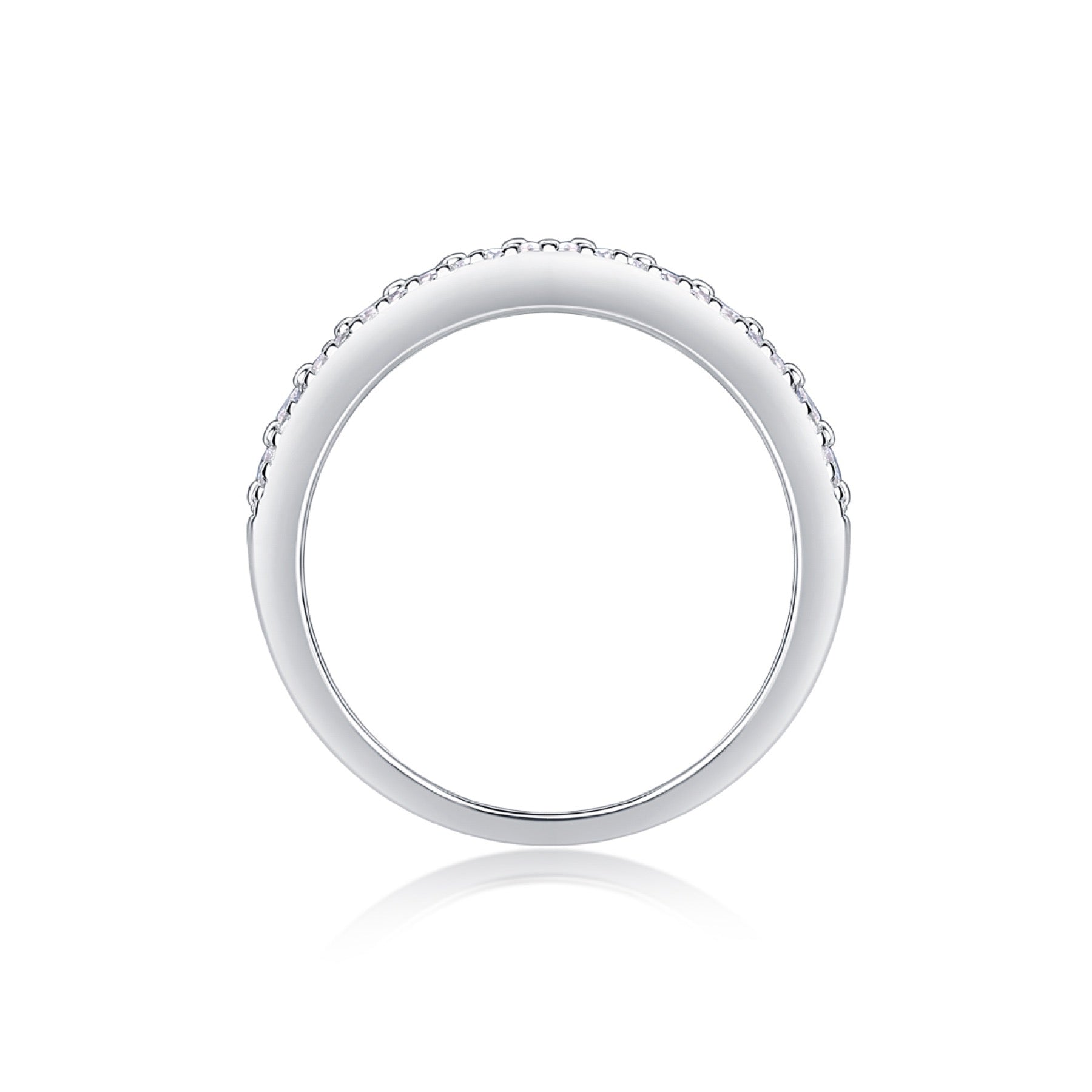 Turnabout Moissanite Band Ring in Sterling Silver
