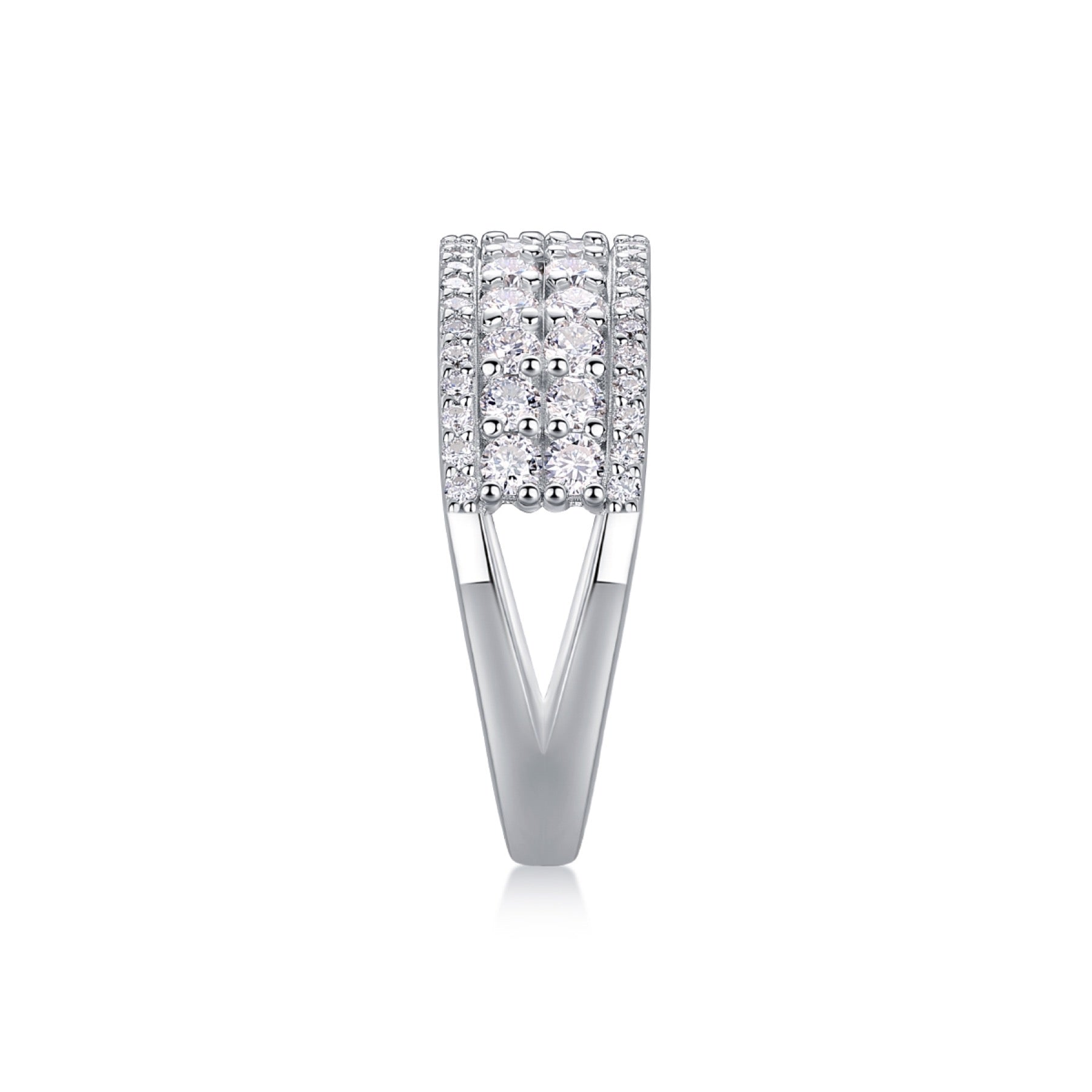Turnabout Moissanite Band Ring in Sterling Silver