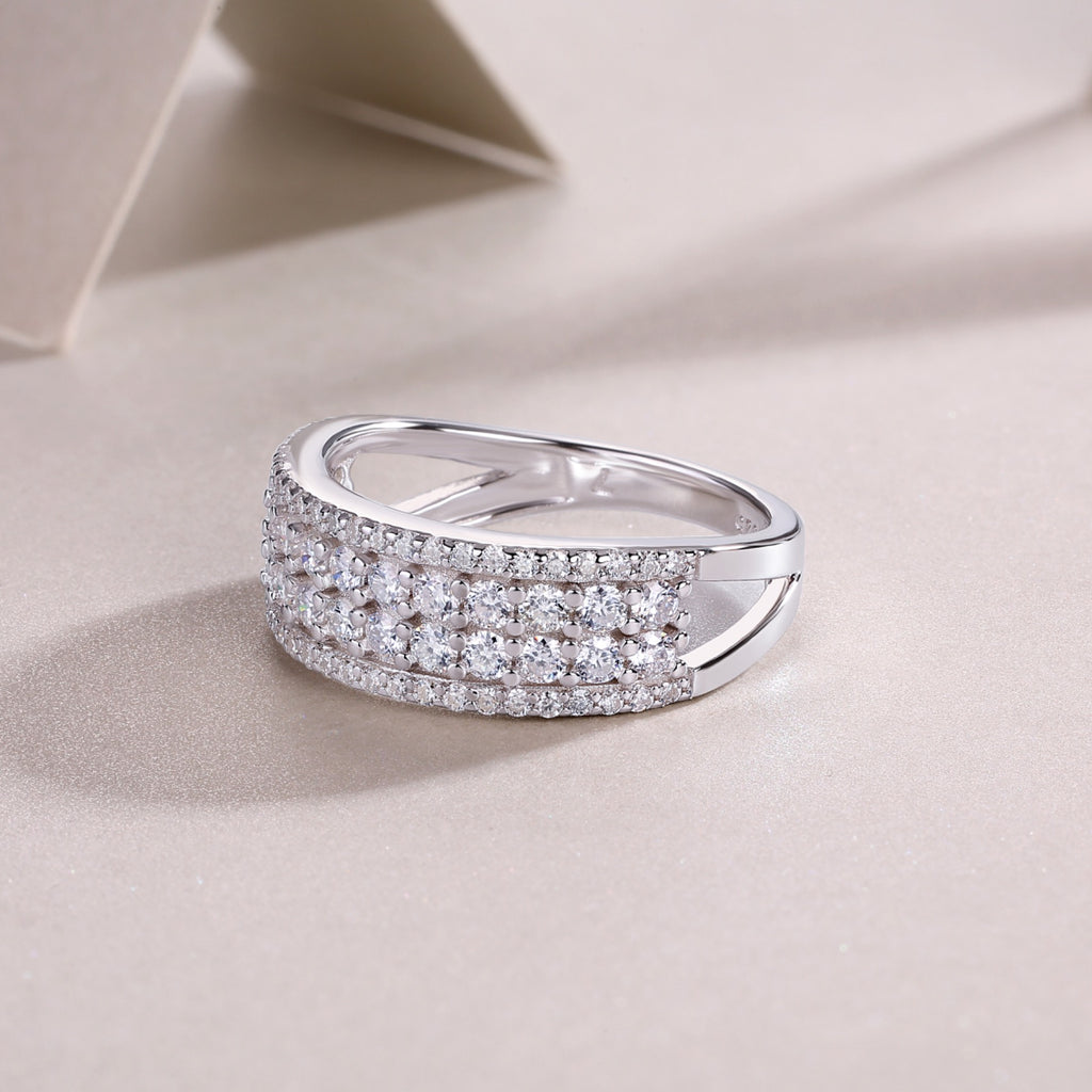 Turnabout Moissanite Band Ring in Sterling Silver