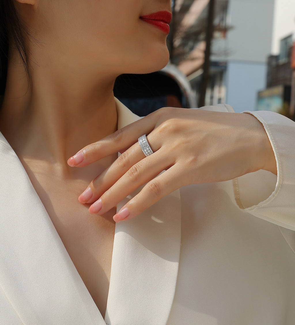 Turnabout Moissanite Band Ring in Sterling Silver