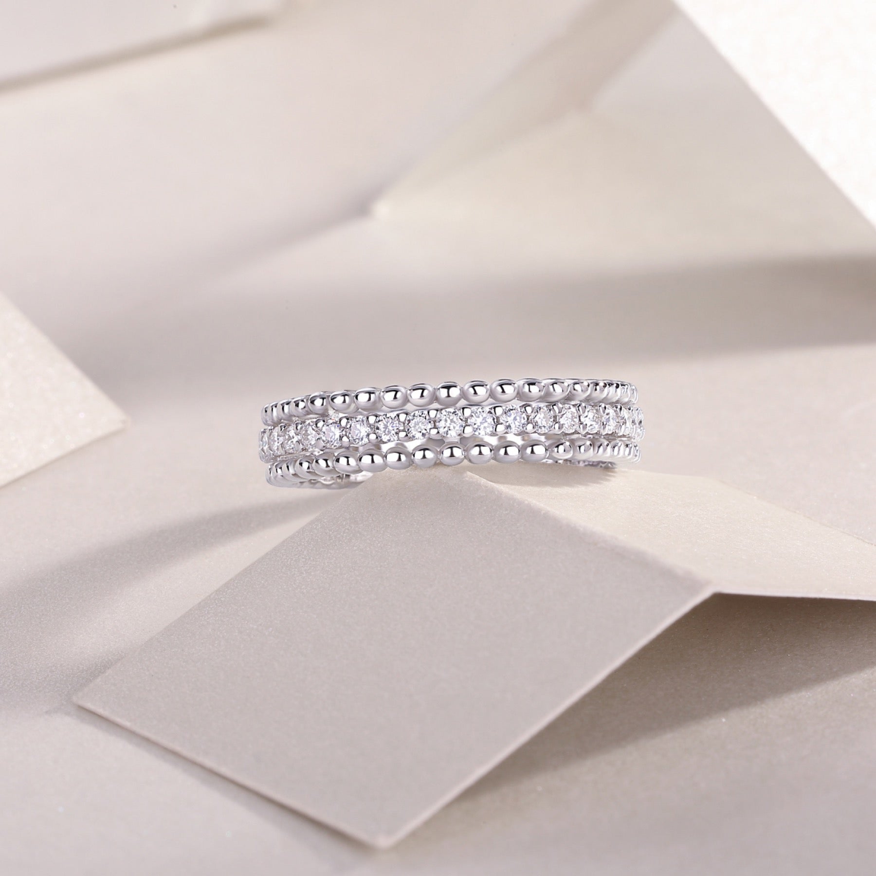 Autumn Moissanite Band Ring in Sterling Silver