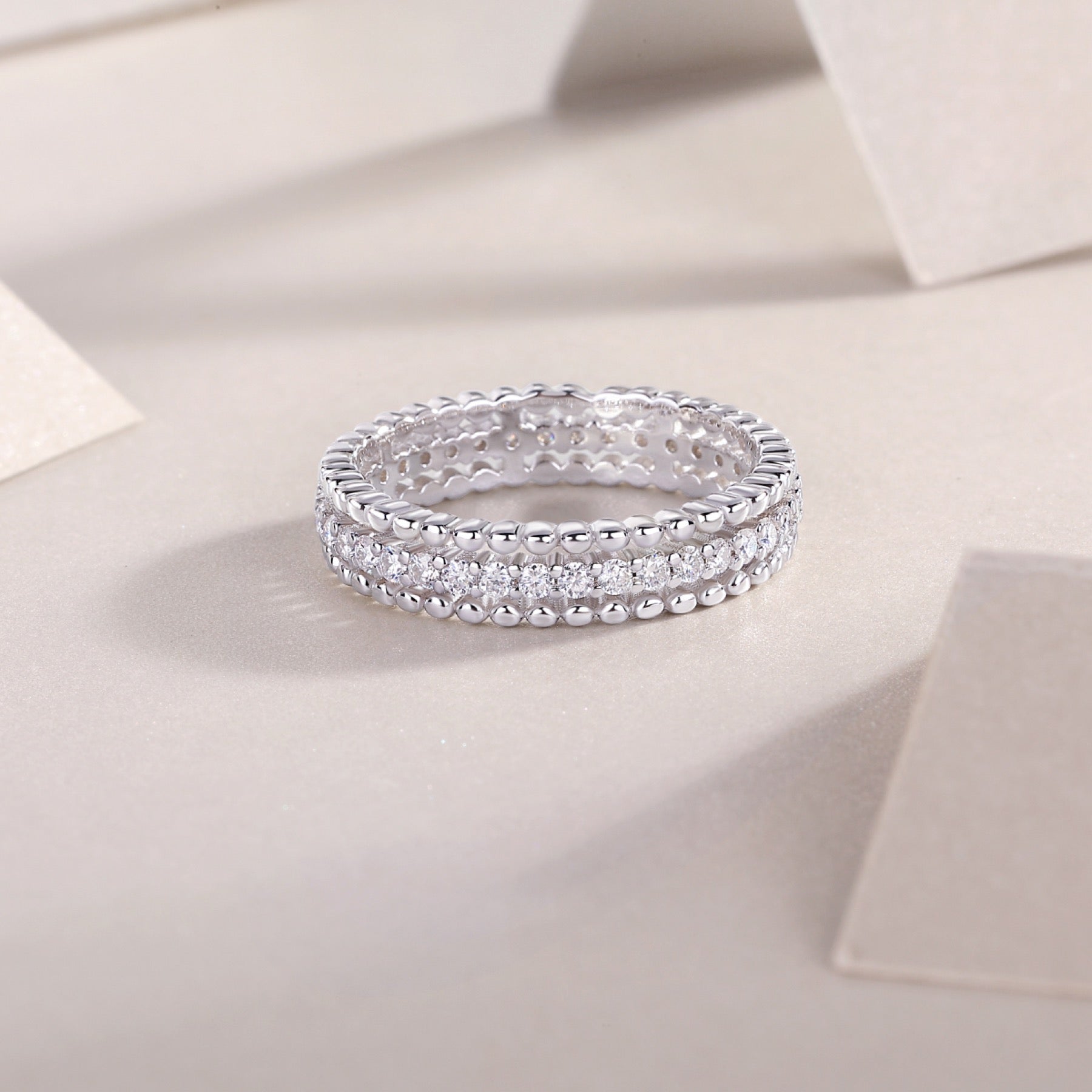 Autumn Moissanite Band Ring in Sterling Silver