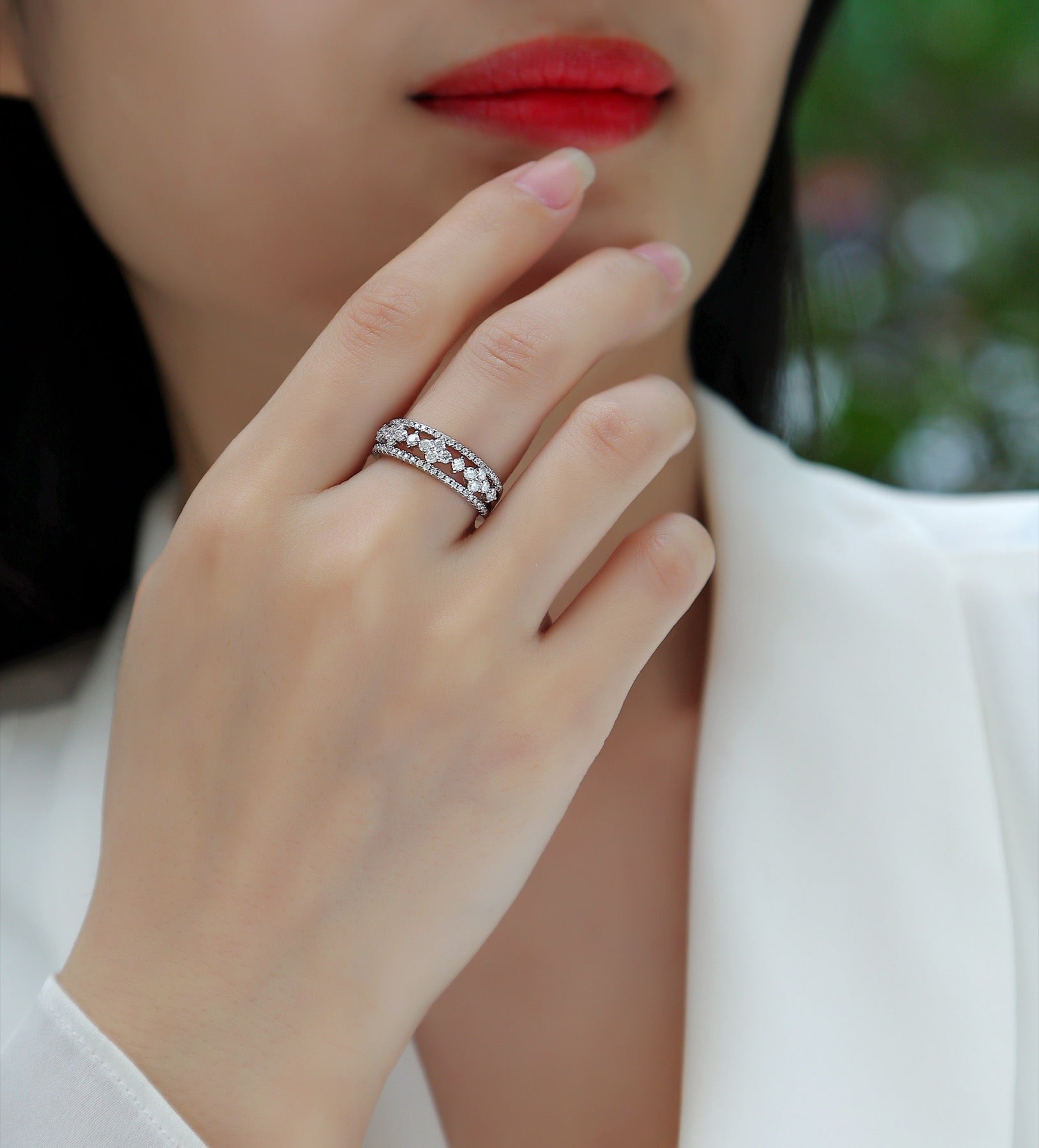 Monet Moissanite Band Ring in Sterling Silver