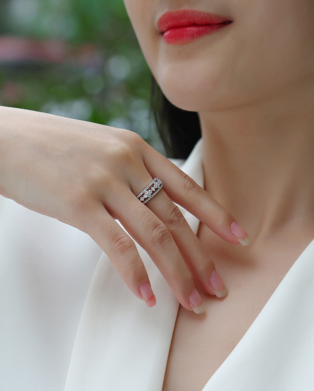 Monet Moissanite Band Ring in Sterling Silver