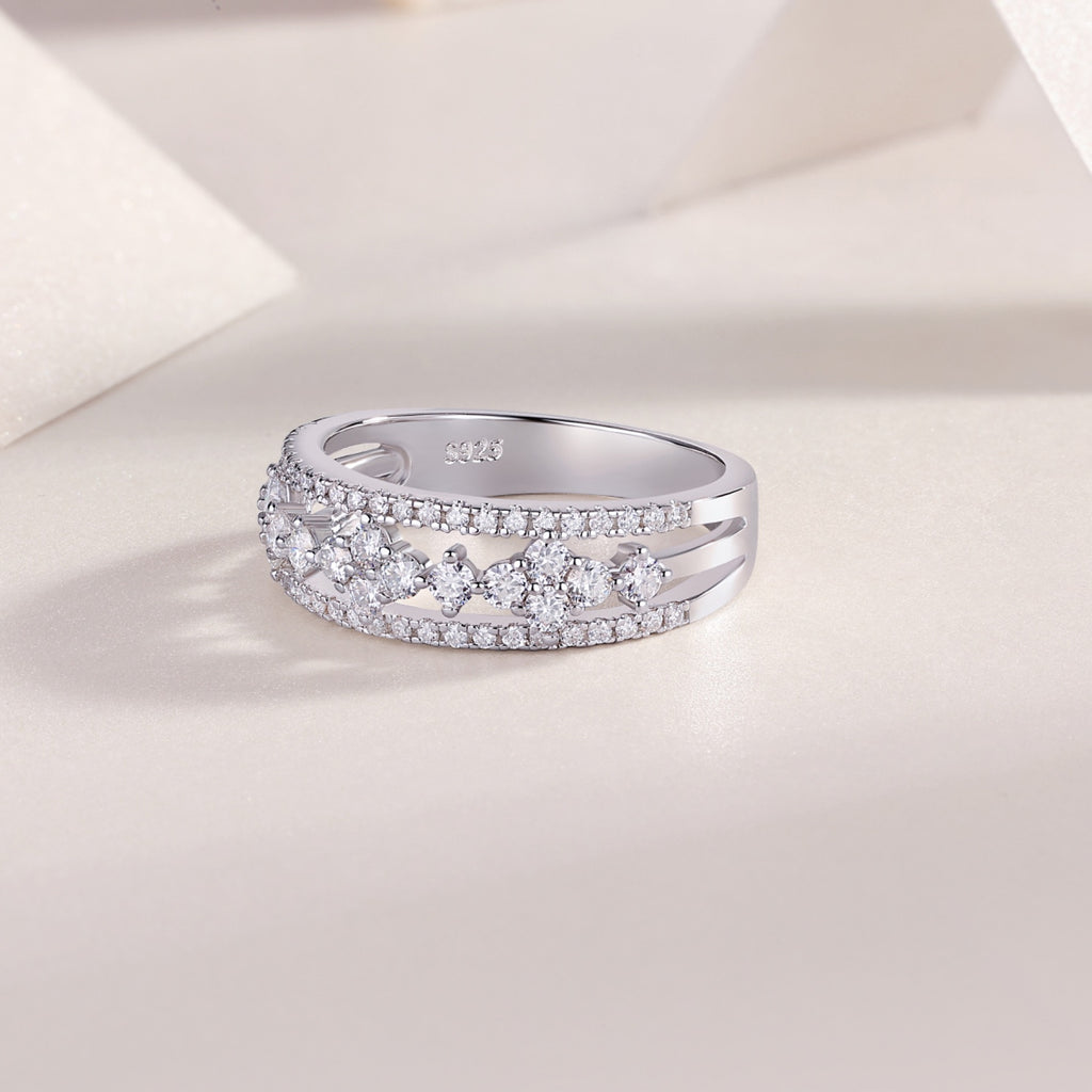 Monet Moissanite Band Ring in Sterling Silver