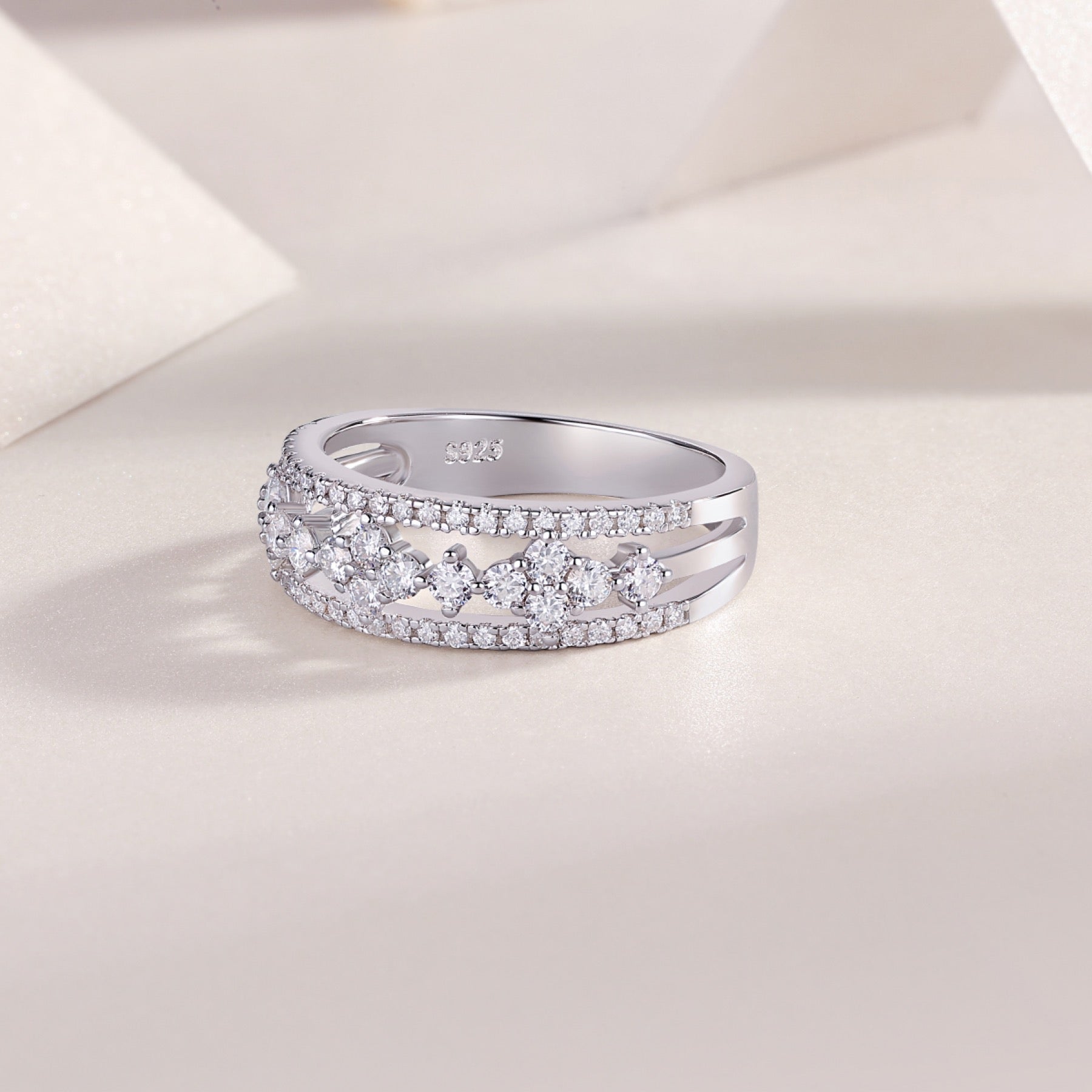 Monet Moissanite Band Ring in Sterling Silver