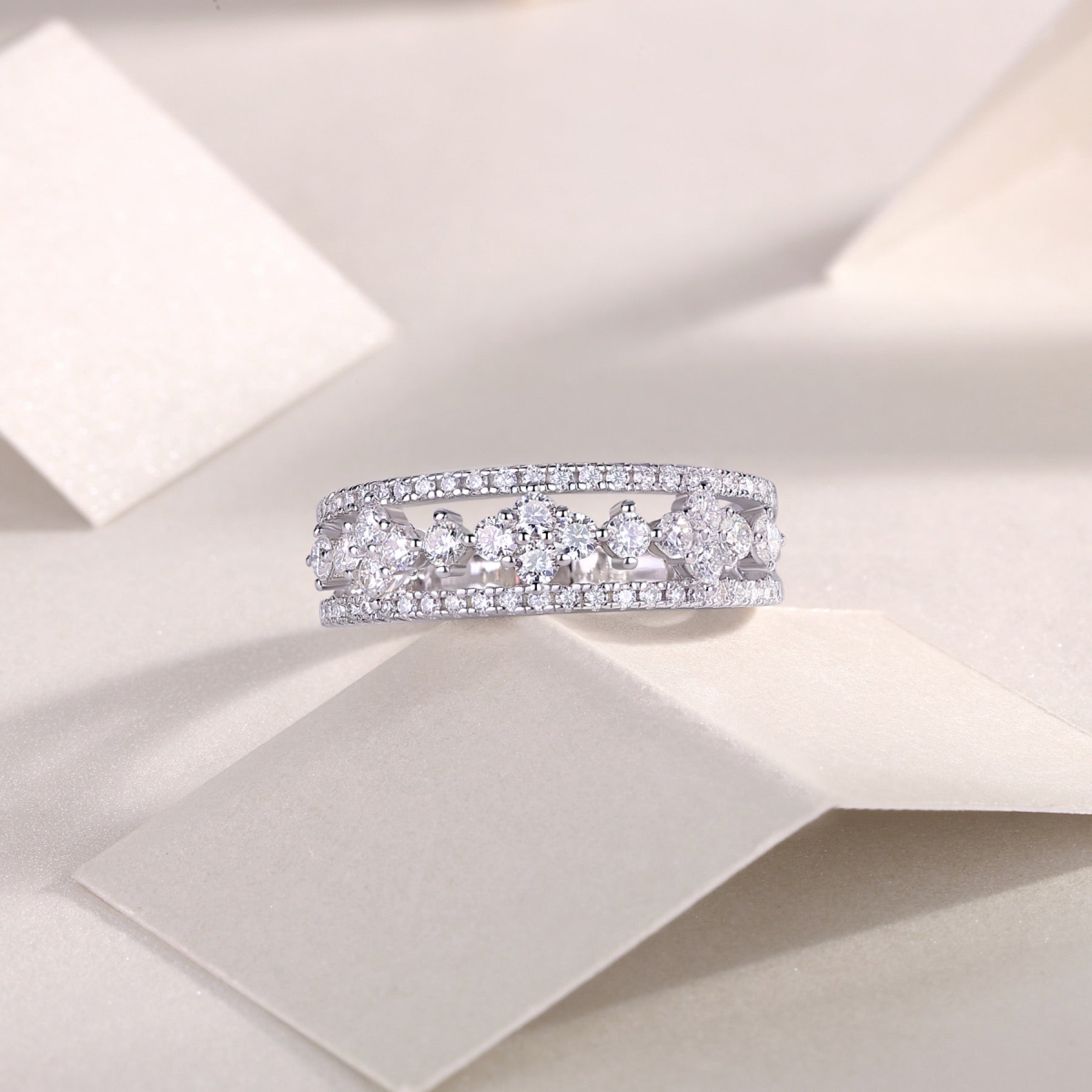 Monet Moissanite Band Ring in Sterling Silver