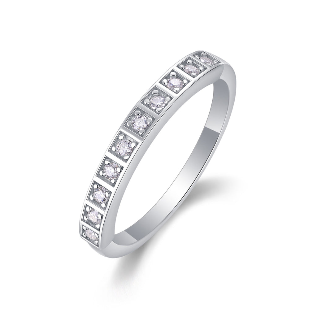 Dawnlight Moissanite Band Ring in Sterling Silver
