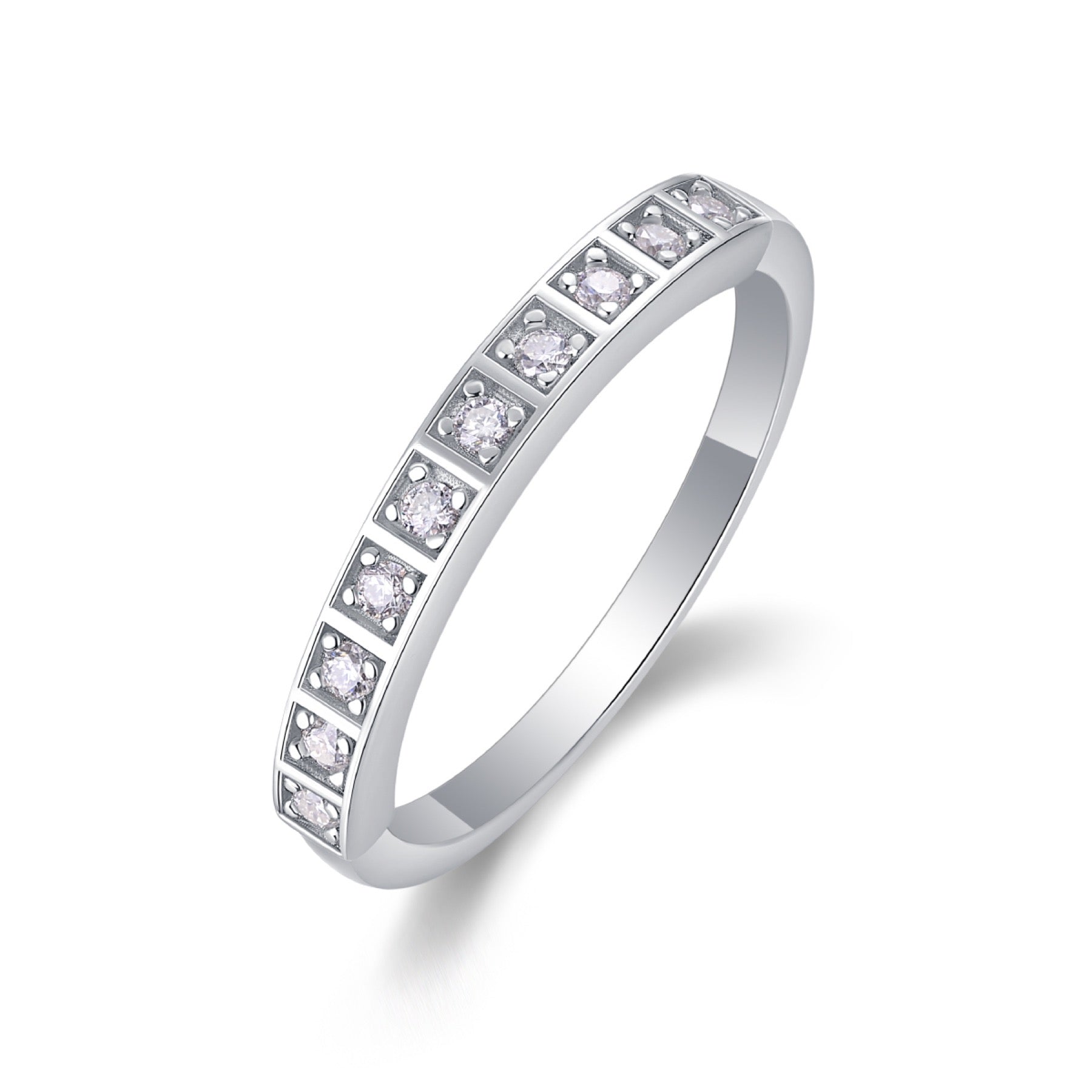 Dawnlight Moissanite Band Ring in Sterling Silver