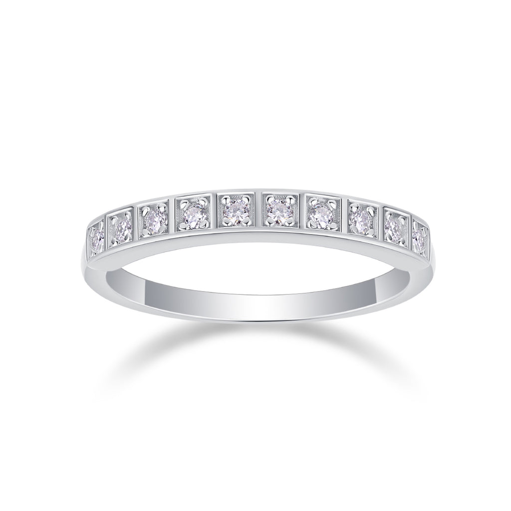 Dawnlight Moissanite Band Ring in Sterling Silver