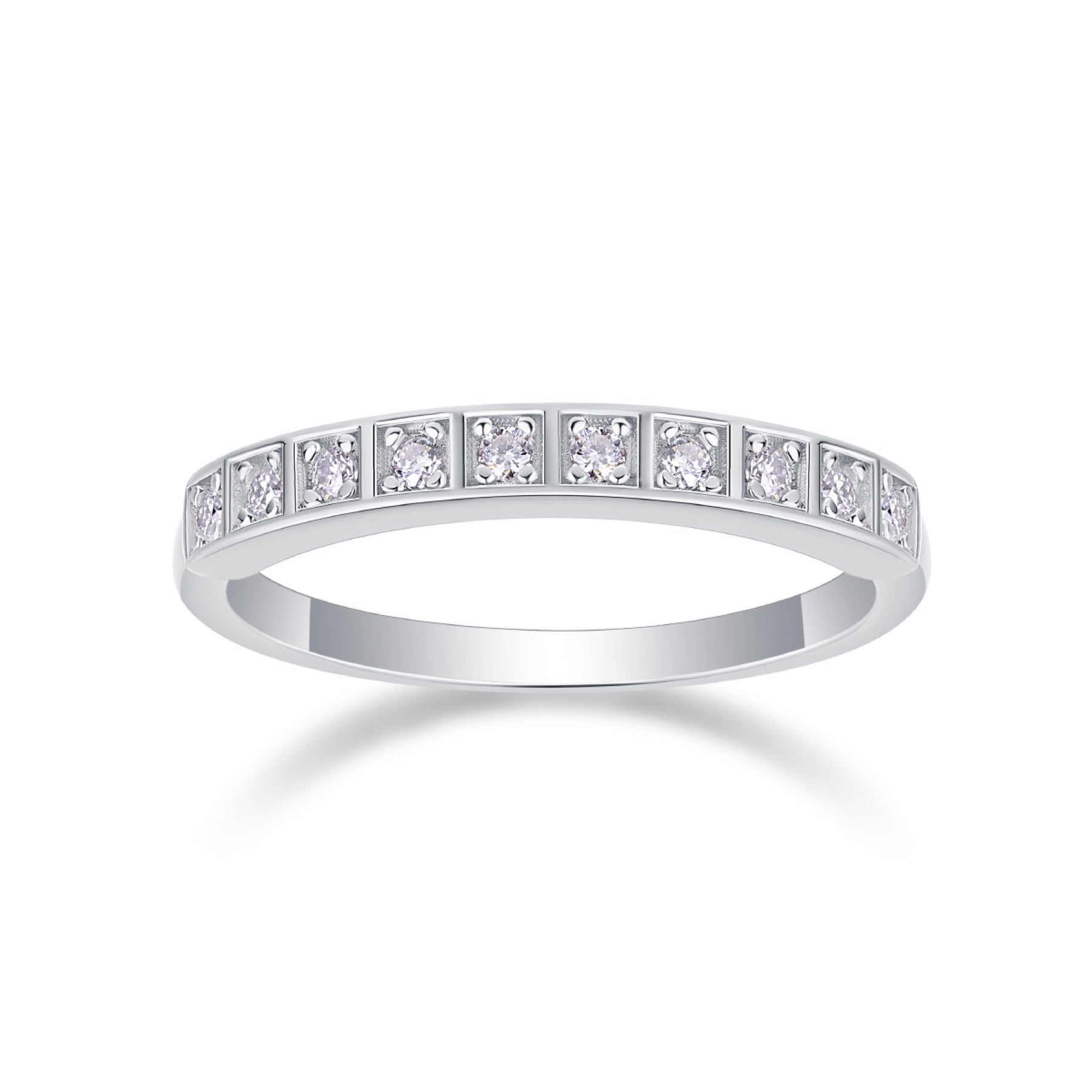 Dawnlight Moissanite Band Ring in Sterling Silver