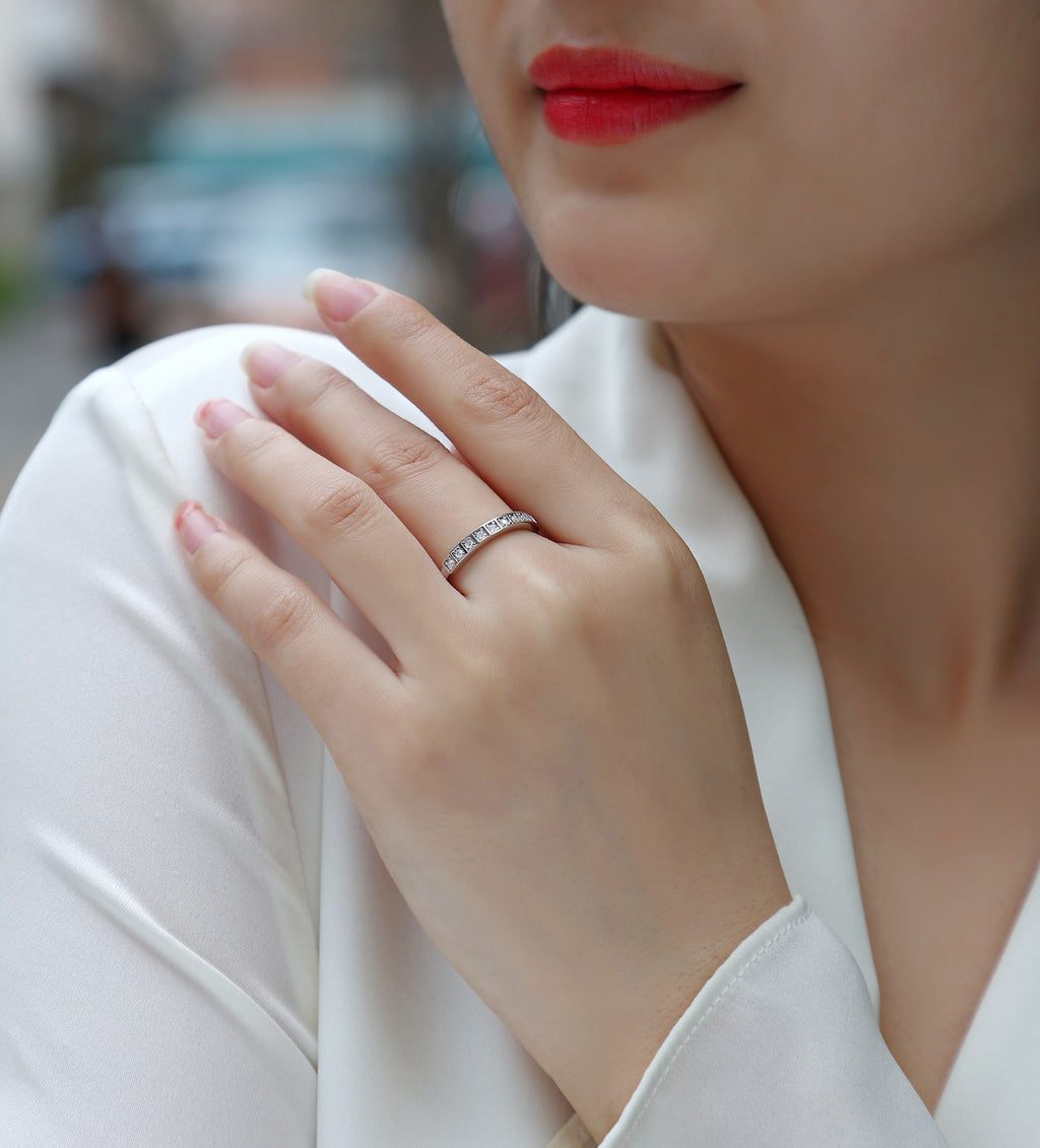 Dawnlight Moissanite Band Ring in Sterling Silver