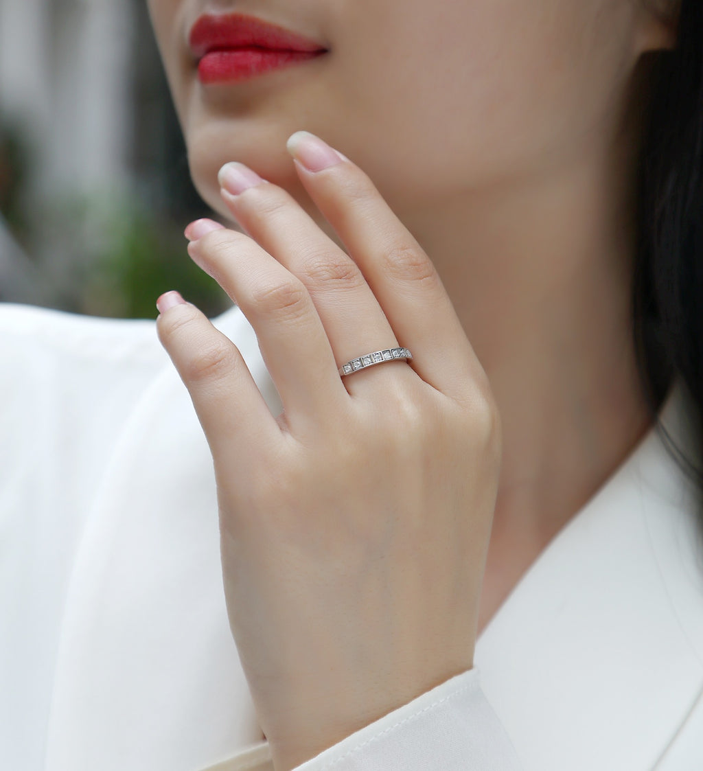 Dawnlight Moissanite Band Ring in Sterling Silver