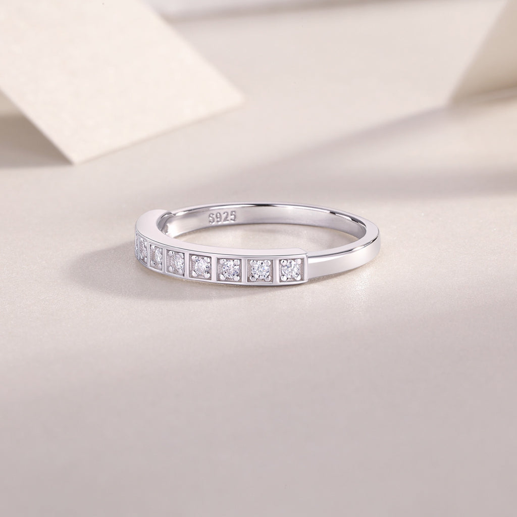 Dawnlight Moissanite Band Ring in Sterling Silver