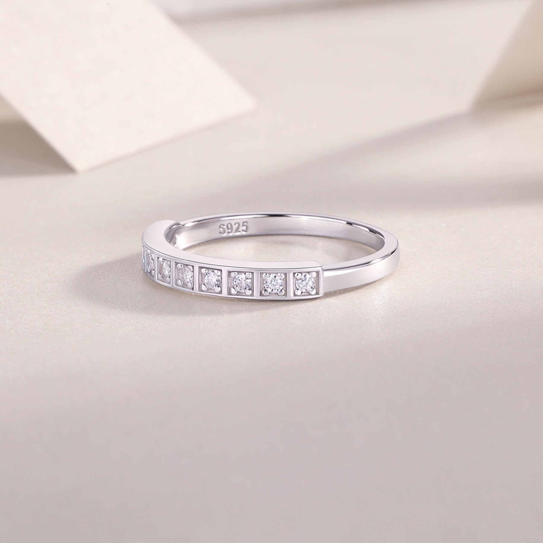 Dawnlight Moissanite Band Ring in Sterling Silver