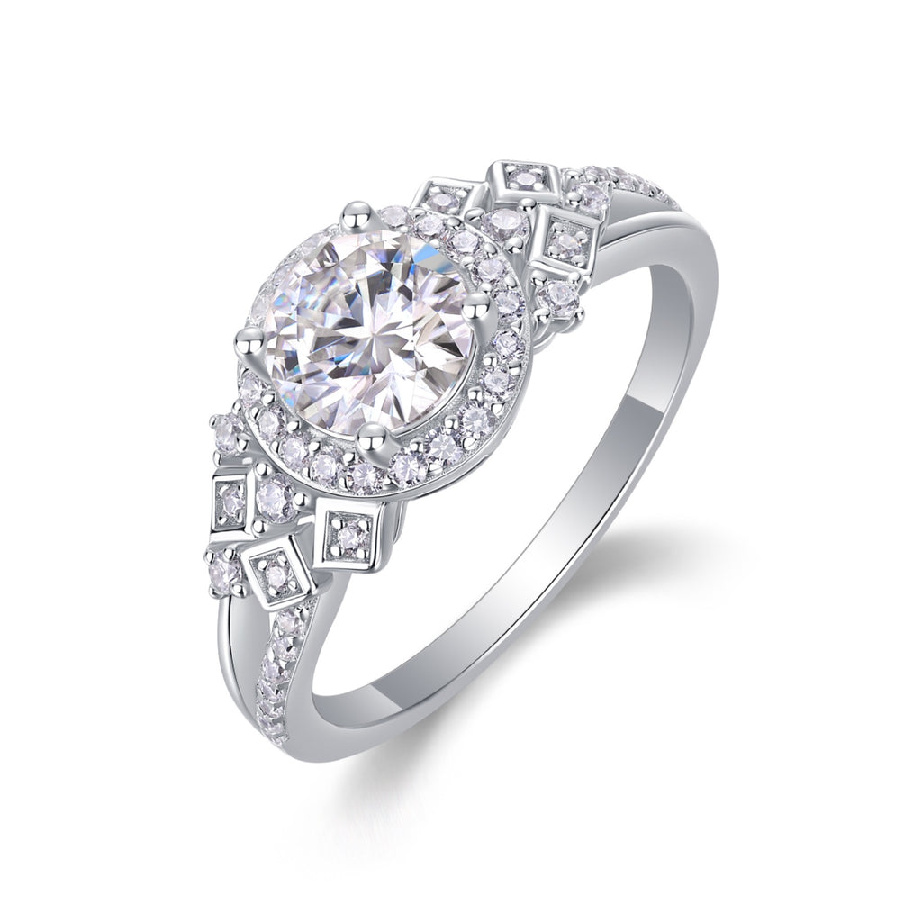 Harbor Moissanite Three-Stone Ring in Sterling Silver